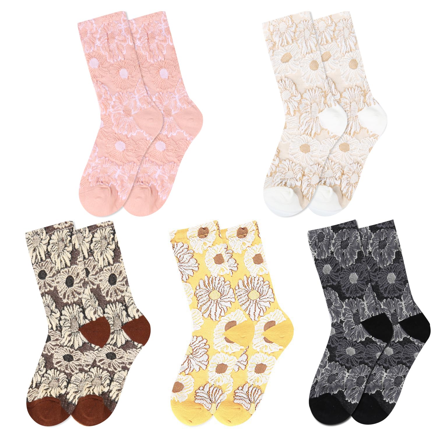 Benefeet Women's Funny Animal Crew Socks - Cute Floral Cotton Socks for Casual Wear