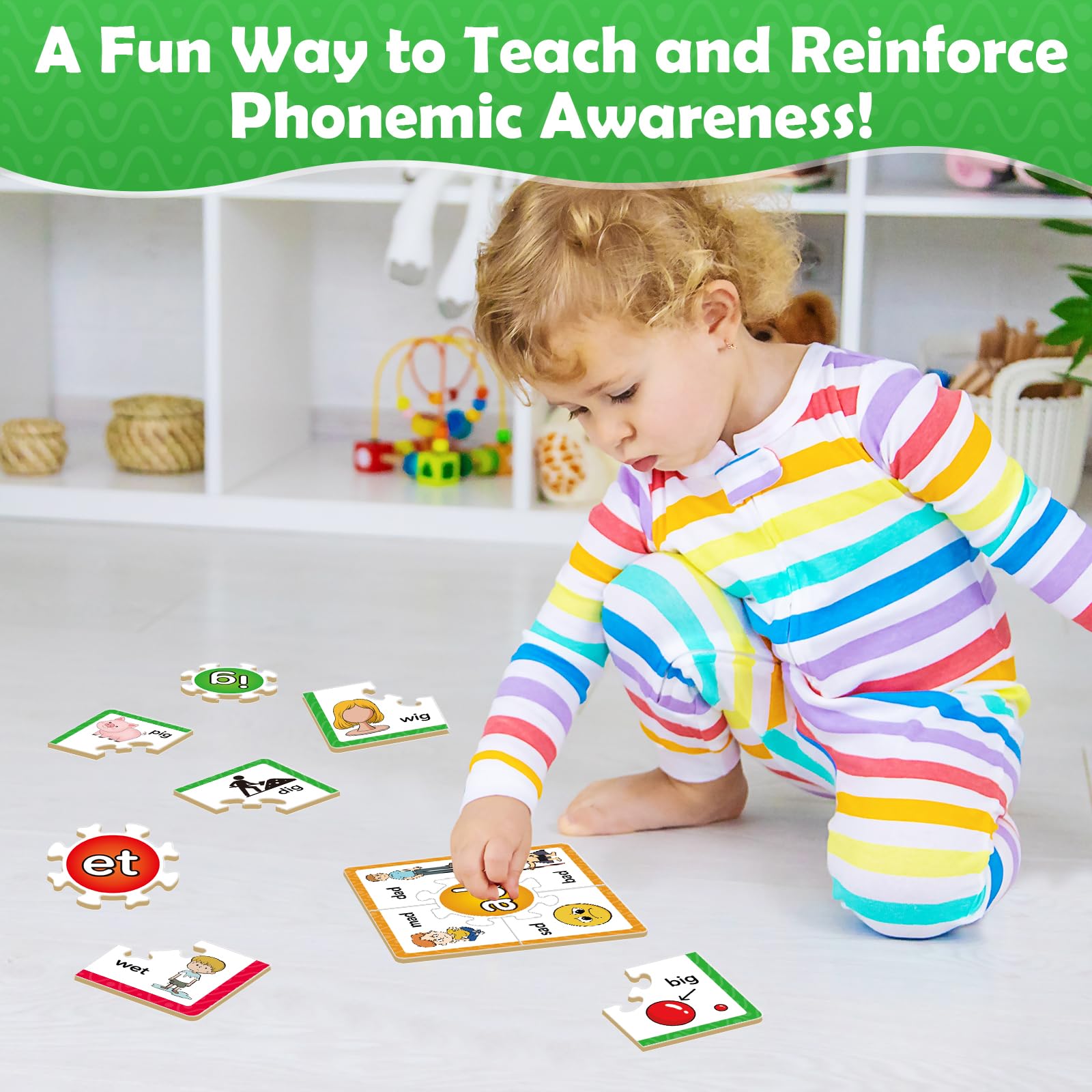 Torlam Phonics Puzzles & Rhyming Games for Kids - Learn to Read with Flash Cards, Sight Words & Short Vowel Blends (A, E, I, O, U) - Perfect for Preschool, Kindergarten & Homeschool Reading Practice | Great for Classroom Learning & Early Childhood Education