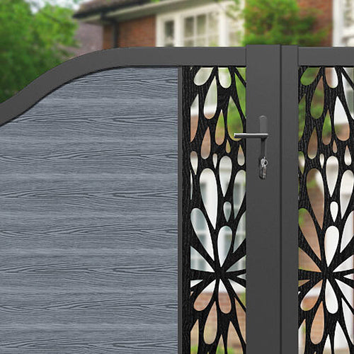 Classic Blossom Curved Top Driveway Gate in Anthracite - Middle & End Screen - Perfect for Residential Driveways & Garden Entrances