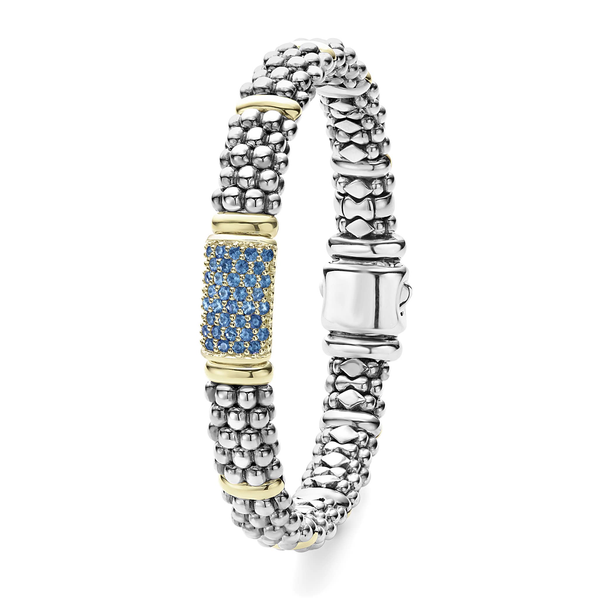 9mm Blue Sapphire Caviar Bracelet for Women - Elegant Tennis Bracelet for Wedding, Anniversary & Special Occasions