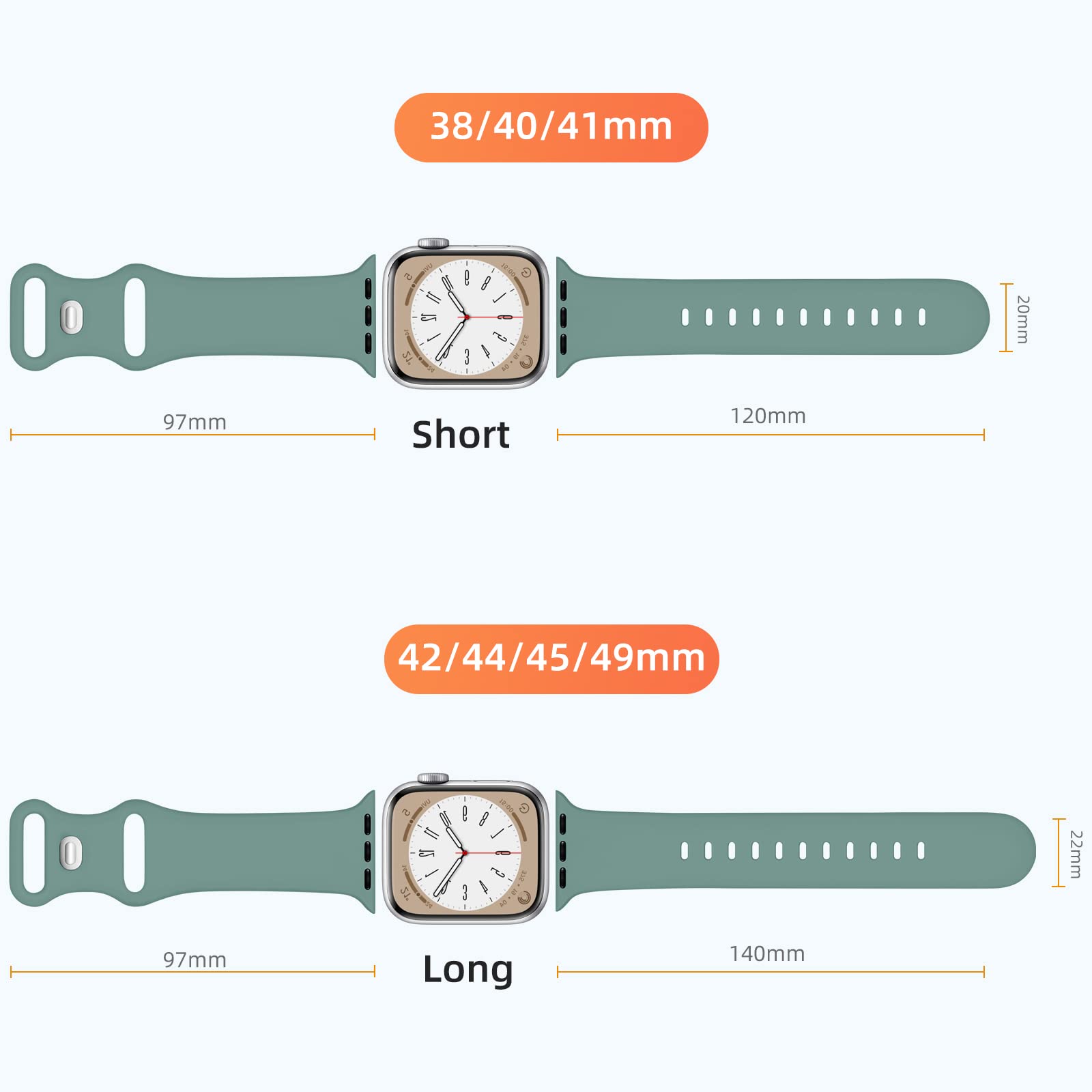 Soft Silicone Apple Watch Bands Compatible with Series 10/9/8/7/6/5/4/3 & SE/Ultra 2/1 - 6 Pack Sport Bracelet for 38mm 40mm 41mm 42mm 44mm 45mm 46mm 49mm - Comfortable Strap for Men & Women - Perfect for Workouts, Running & Daily Wear