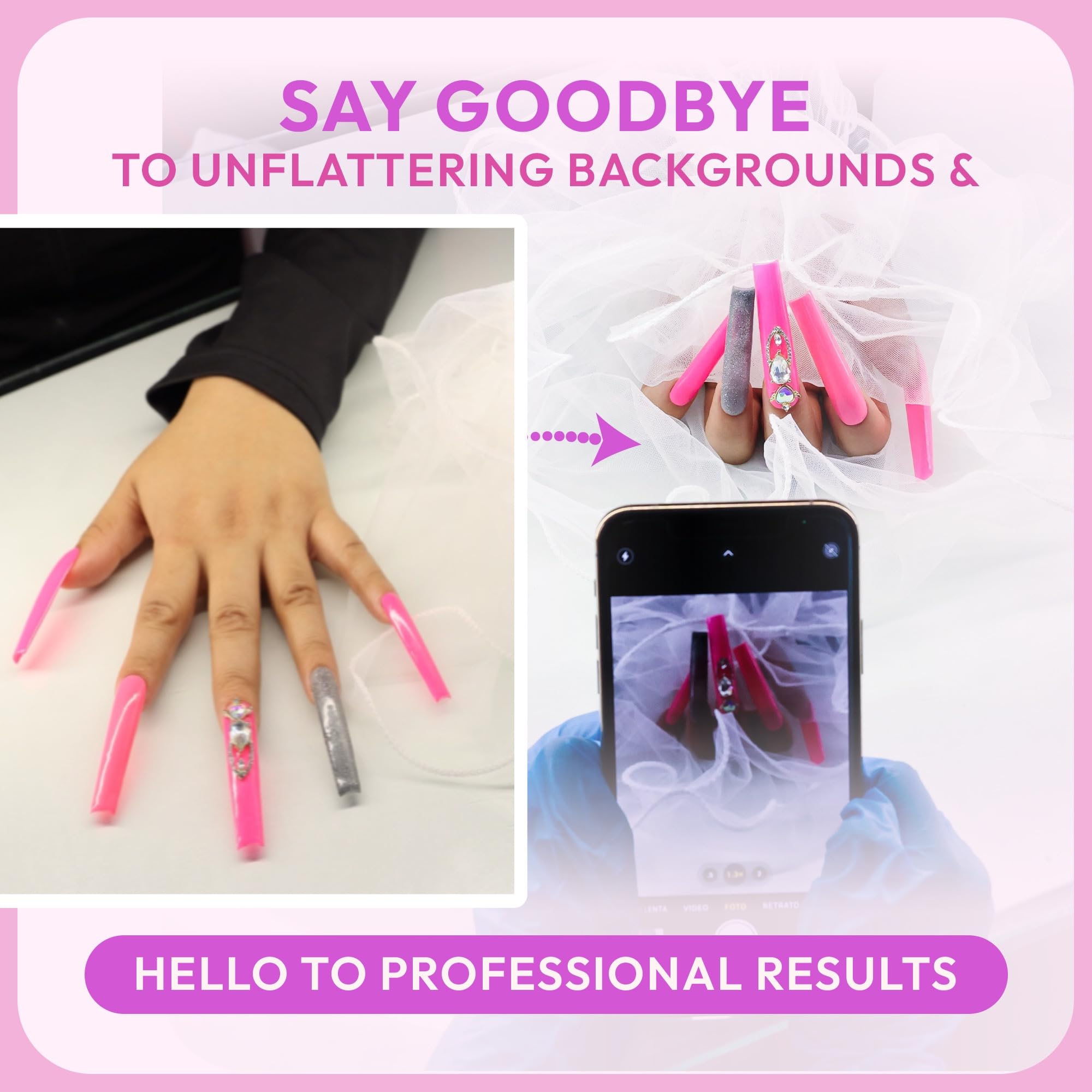 Professional Nail Photo Background Mat for Nail Art - High-Quality Nail Tech Supplies for Salon, Instagram & Social Media Photography