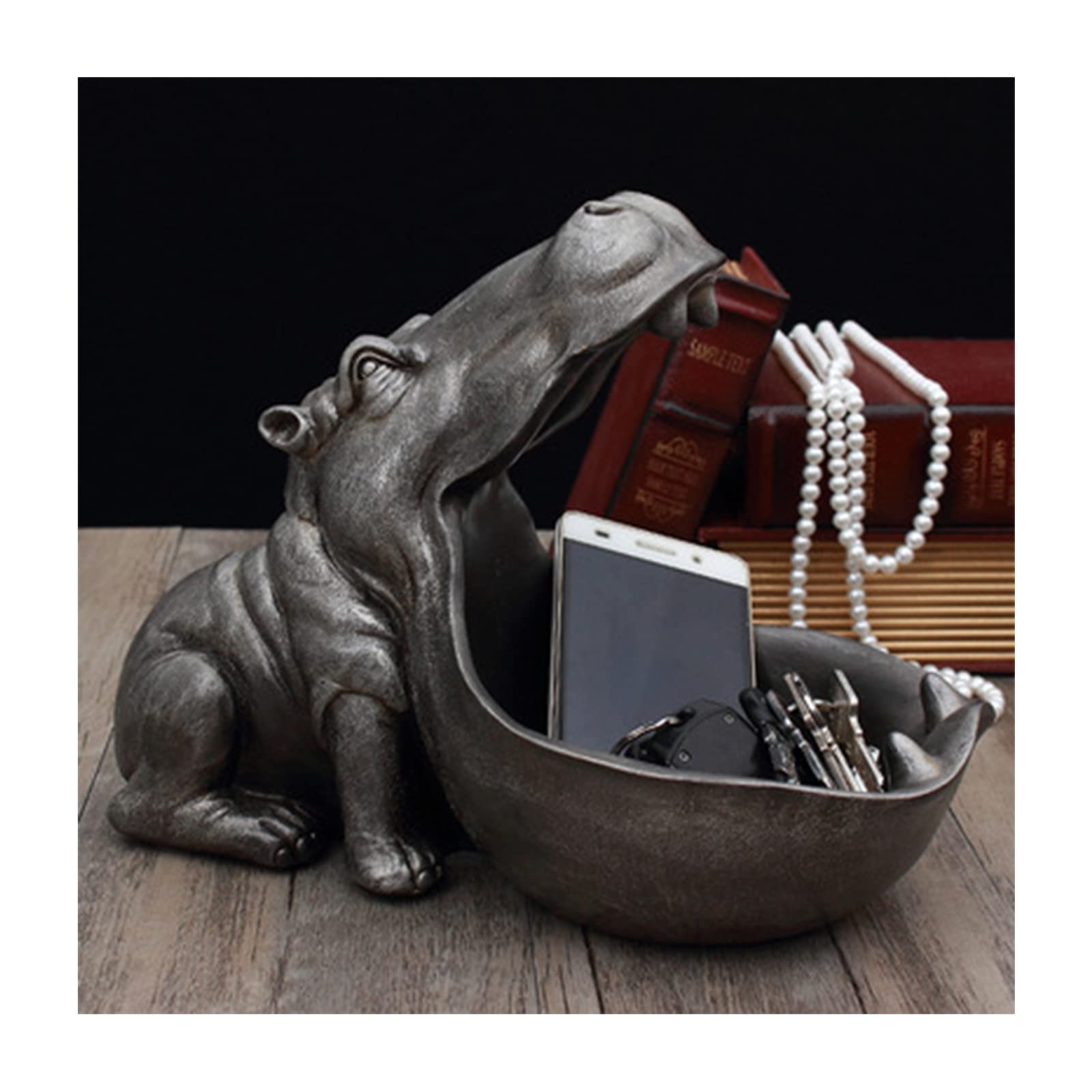 CHUANGRUN Resin Hippopotamus Key Bowl - Stylish Entryway Jewelry Valet Tray for Keys, Phone, Wallet & Coins | Desktop Storage Organizer | Perfect for Home Decor, Office Desk & Gift Giving
