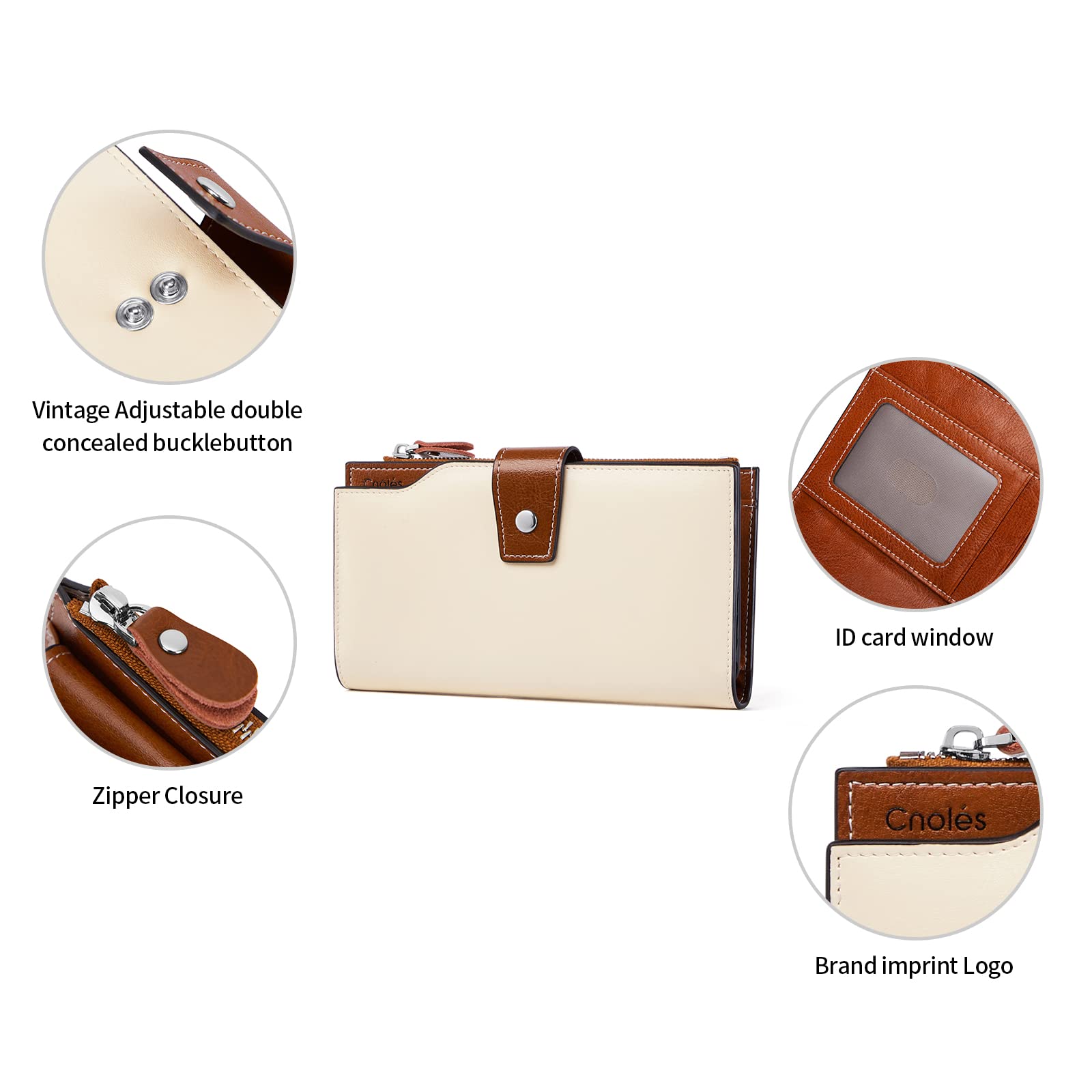 Genuine Leather Women's Wallet with RFID Blocking - Large Capacity Wristlet Clutch Purse & Credit Card Holder for Everyday Use, Travel, and Shopping