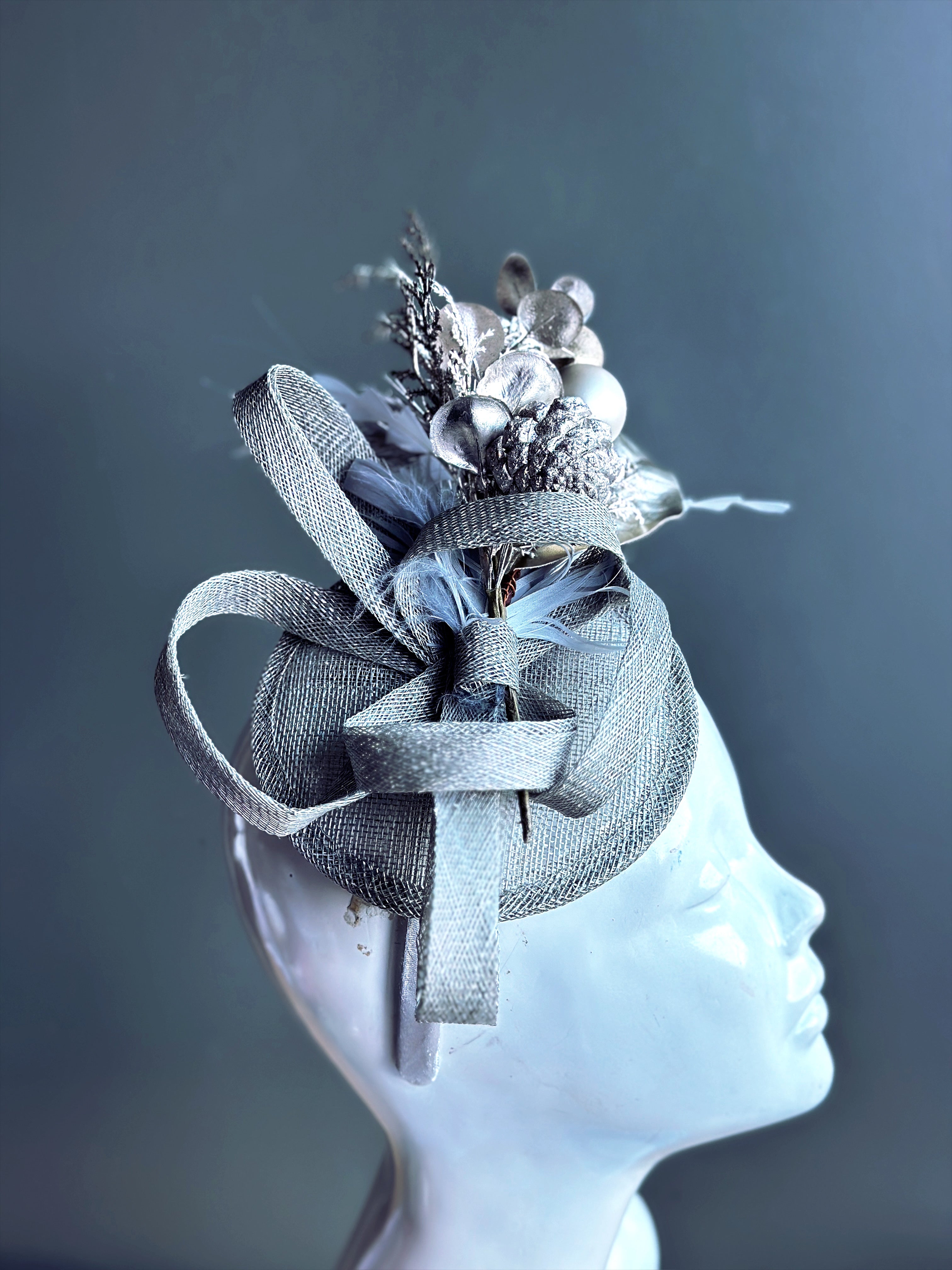Elegant Frosty Forest Christmas Fascinator Hair Clip - Perfect for Holiday Parties, Weddings & Festive Celebrations