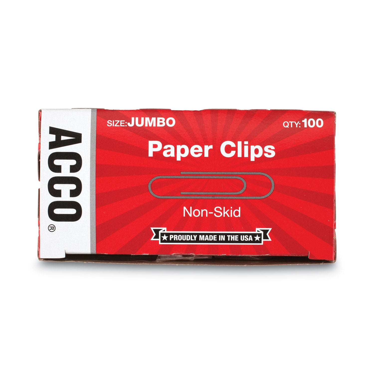 ACCO Jumbo Non-Skid Silver Paper Clips - 100 Clips per Box, 10 Boxes per Pack - Perfect for Office, School & Home Organization