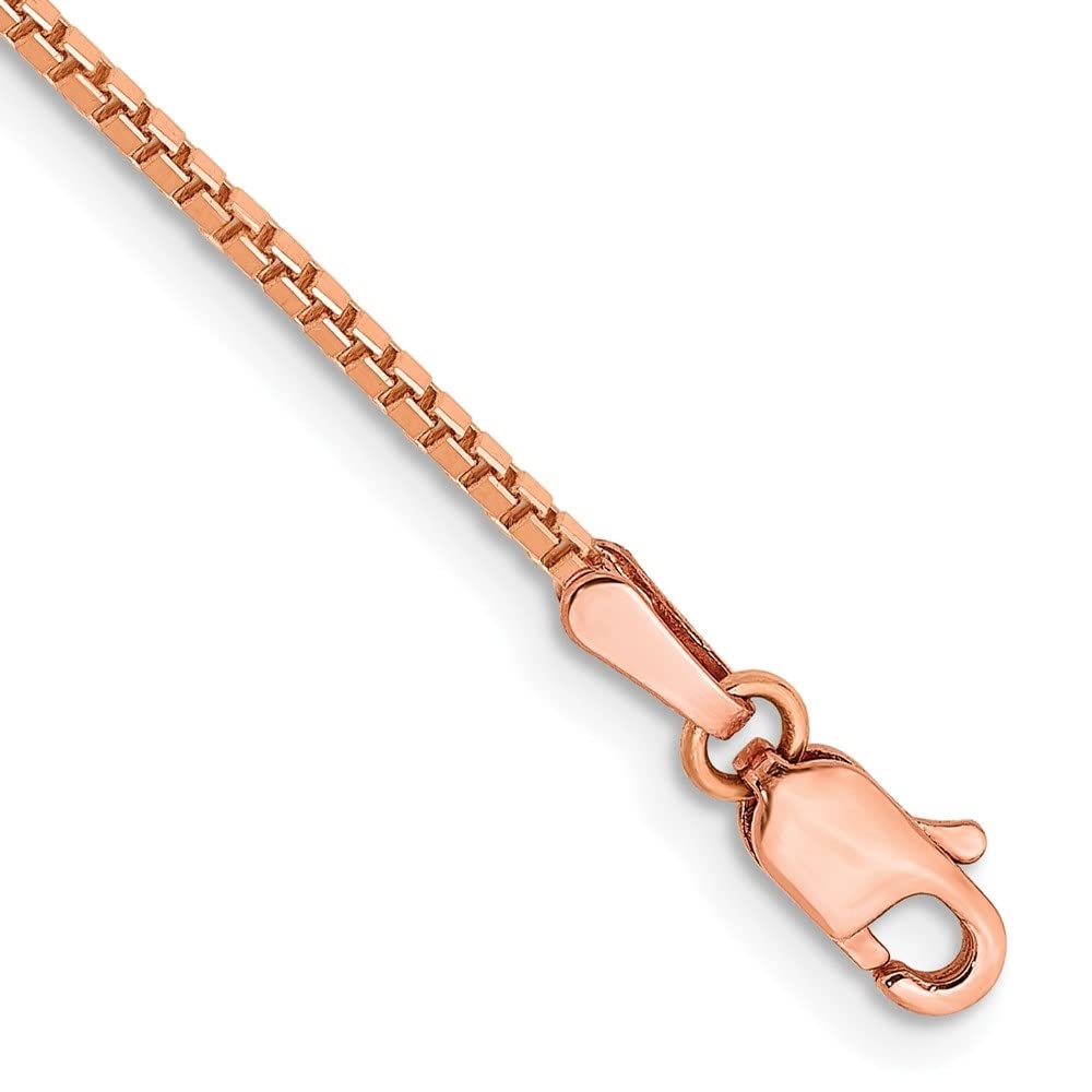 14K Rose Gold 1.3mm Box Chain Bracelet for Women - Elegant Jewelry Gift for Birthday, Anniversary & Everyday Wear