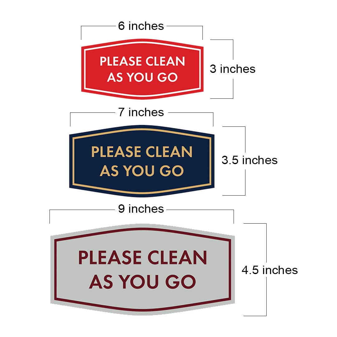 Fancy 'Please Clean As You Go' Sign - Navy Blue & White Medium Size | Kitchen, Office, Restaurant, Classroom Cleaning Reminder