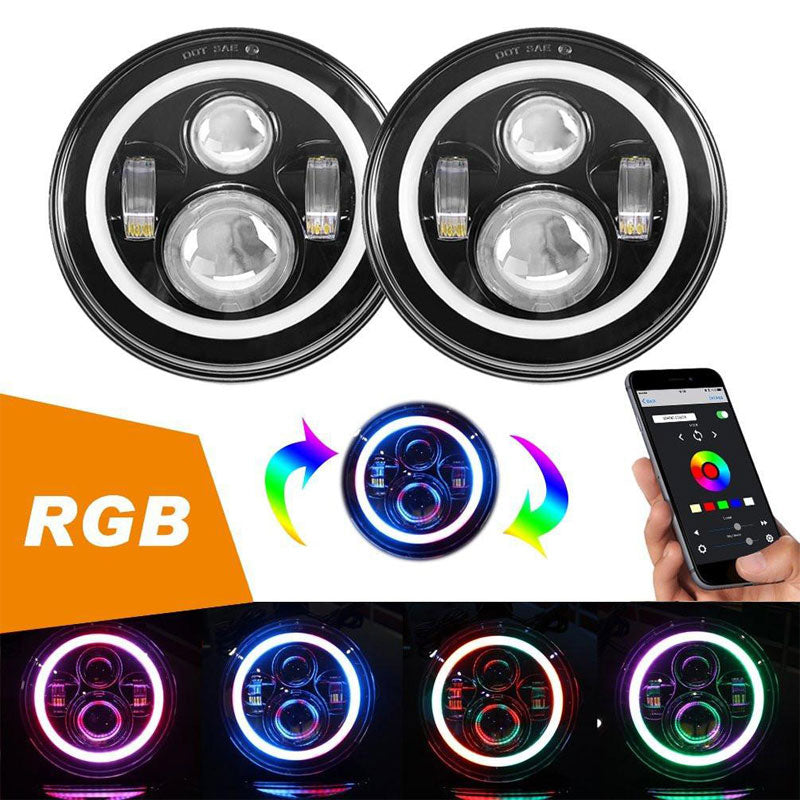 Jeep Wrangler JK/JKU LED Light Combo Kit - 7 RGBW Headlights, 4 RGBW Fog Lights, Turn Signals & Tail Lights | Off-Road Lighting Upgrade for Night Driving & Adventure