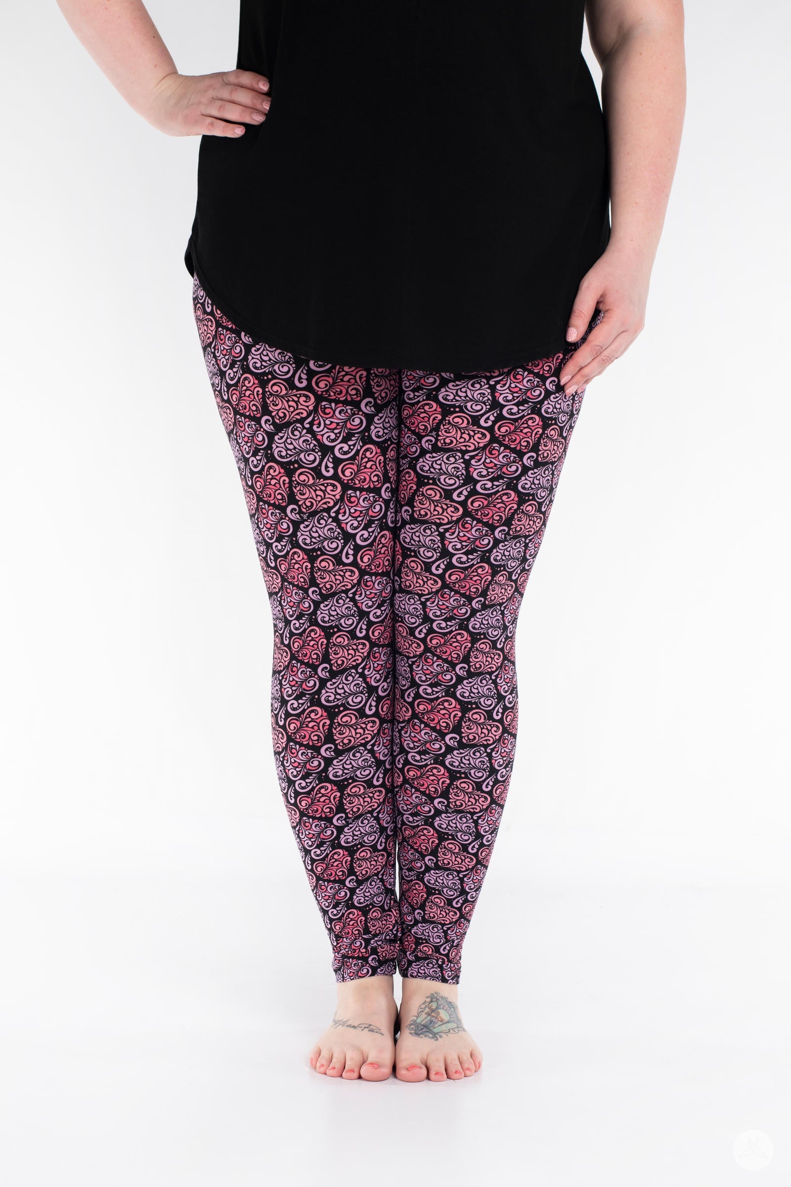 Heart to Heart Patterned Leggings for Women - Soft High Waist Yoga Pants with Stretchy Comfort - Perfect for Workout, Running, Lounge & Casual Wear