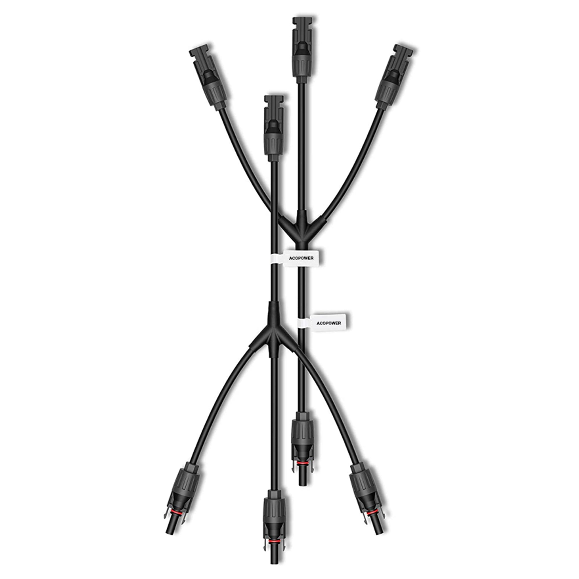 ACOPOWER Y Branch Connectors - 1 to 3 M/FFF + F/MMM Solar Panel Parallel Adapter for RV, Boat, and Off-Grid Power Systems
