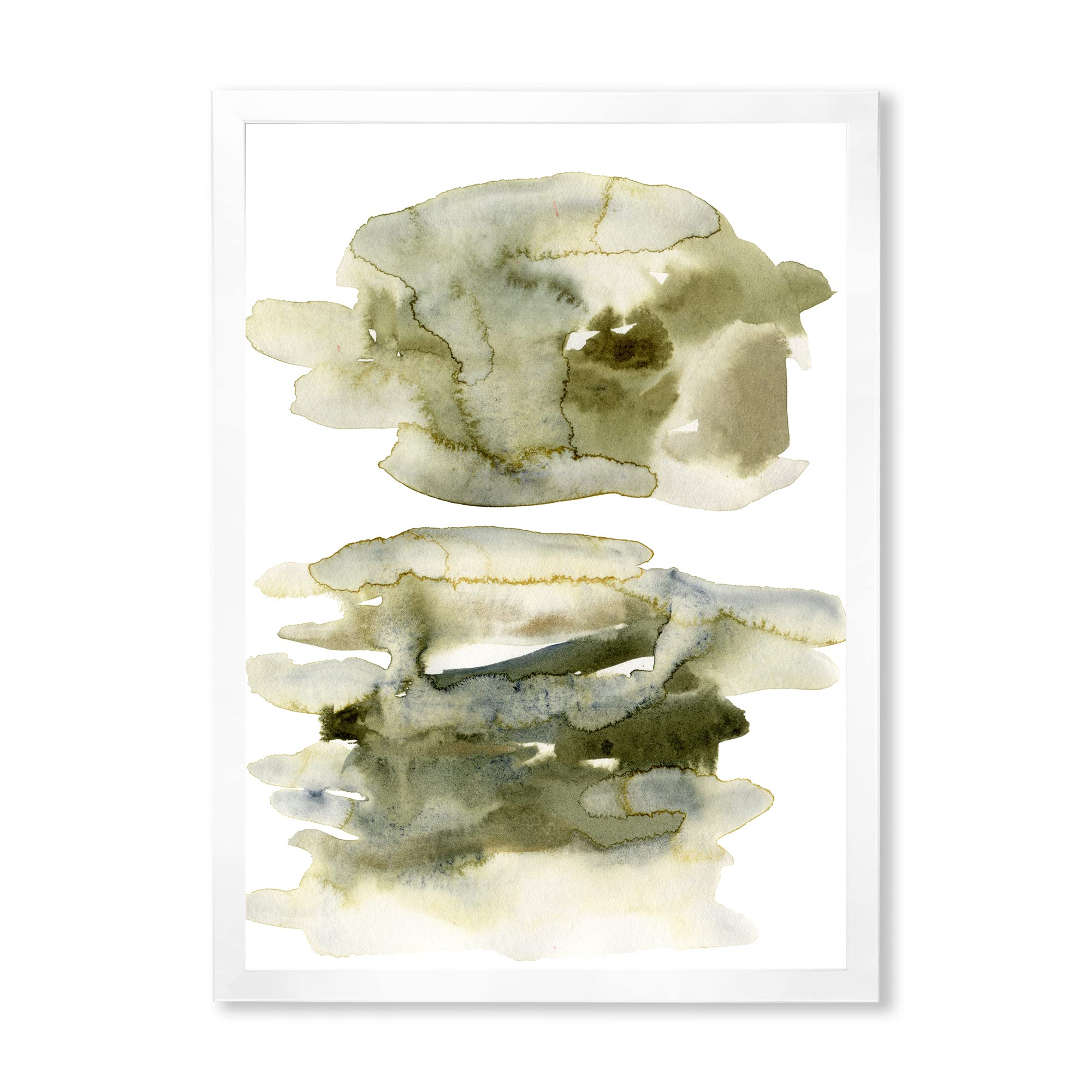 Dark Green Abstract Clouds II Modern Framed Wall Art - Contemporary Home Decor for Living Room, Bedroom & Office - Perfect for Housewarming Gifts & Interior Design