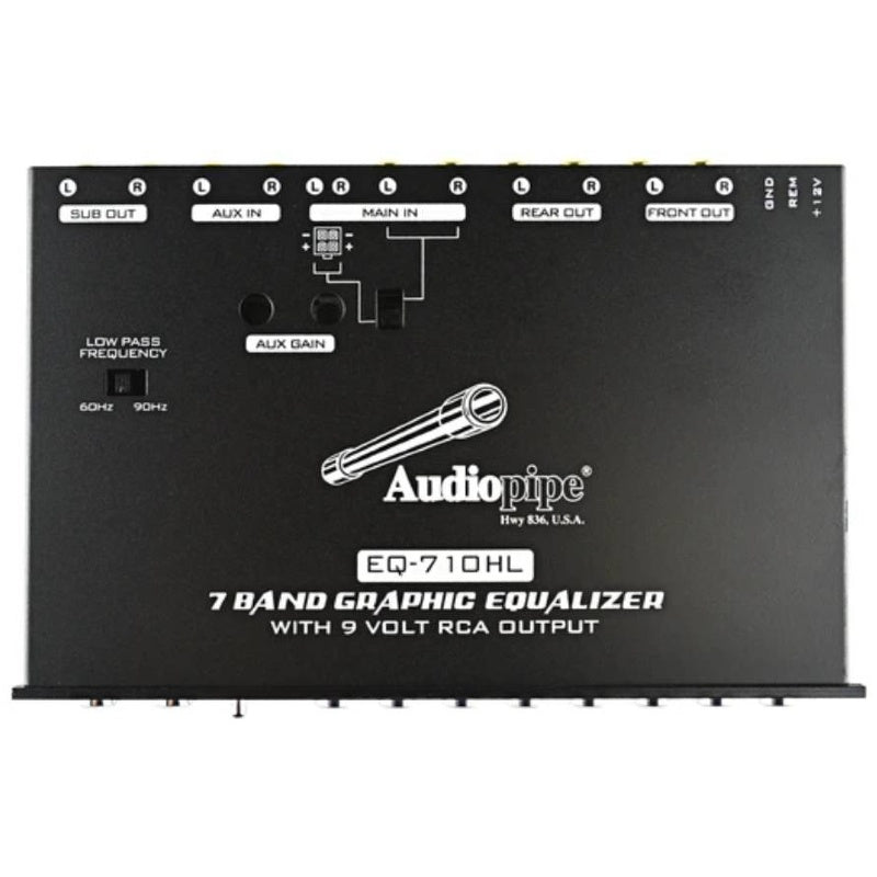 Audiopipe EQ710HL 7 Band Car Audio Graphic Equalizer with HI/LO Converter - Premium Sound Tuning for Car Stereo Systems, Home Theater & DJ Setups