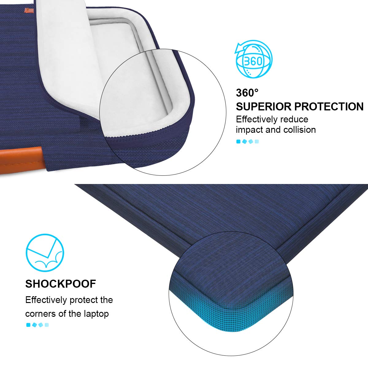Lacdo 360° Protective Chromebook Case 11-13 Inch - Durable Laptop Sleeve for Acer HP Dell Samsung ASUS Chromebook Spin 311 & Microsoft Surface Pro 11th Copilot+PC/10/9/8/X - Water-Resistant Computer Bag in Blue - Perfect for School, Office & Travel