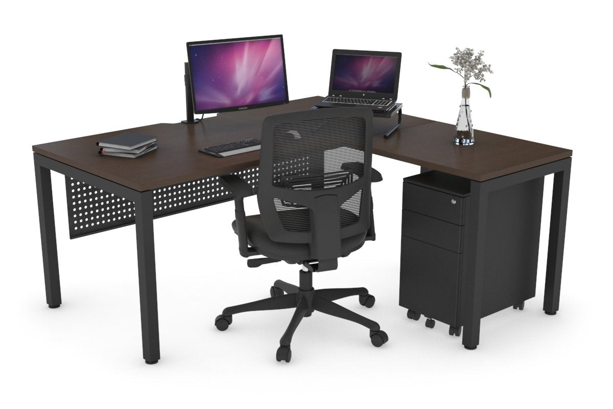Quadro Square Legs L-Shaped Corner Office Desk - 1800L x 1800W with Cable Management Scallop | Perfect for Home Office, Gaming Setup & Workspace Organization