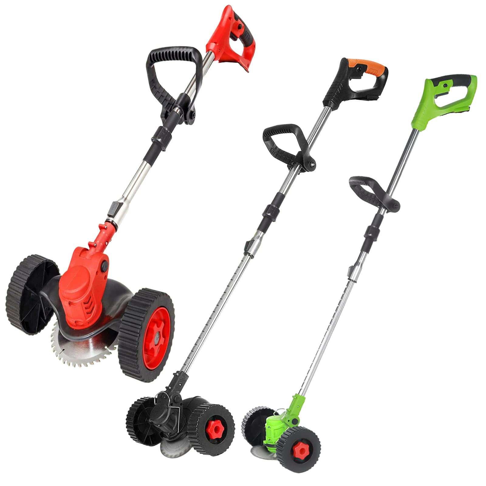 24V Cordless String Grass Trimmer - Foldable Weed Eater with Wheel & Adjustable Handle, Lightweight Garden Trimmer for Lawn Edging, Yard Maintenance & Weed Control (Green, Battery Not Included)