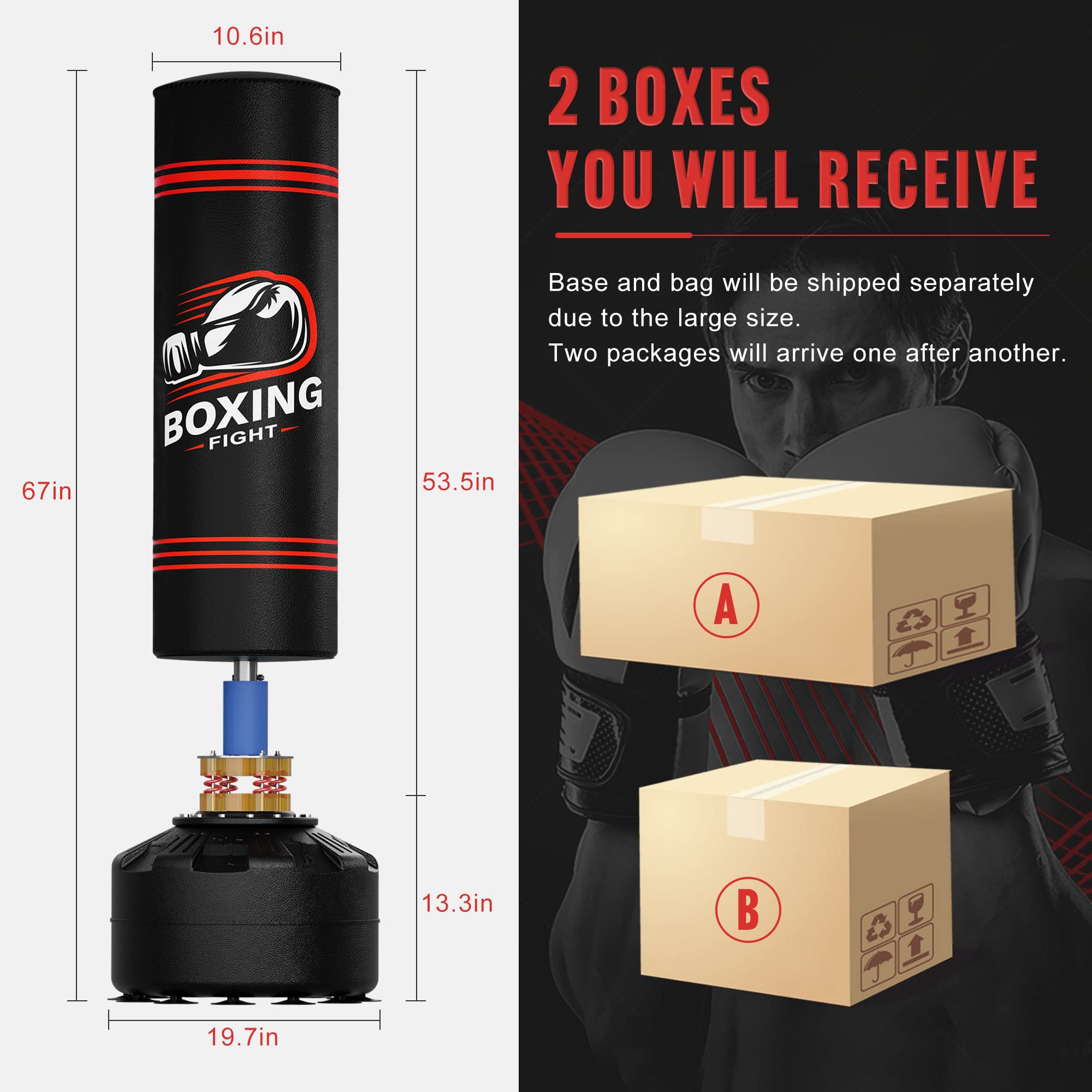 Elevens Freestanding Punching Bag for Adults - Heavy Duty Boxing Training Equipment for Home Gym, MMA, Kickboxing & Fitness Workouts | Perfect for Garage, Basement & Backyard Training