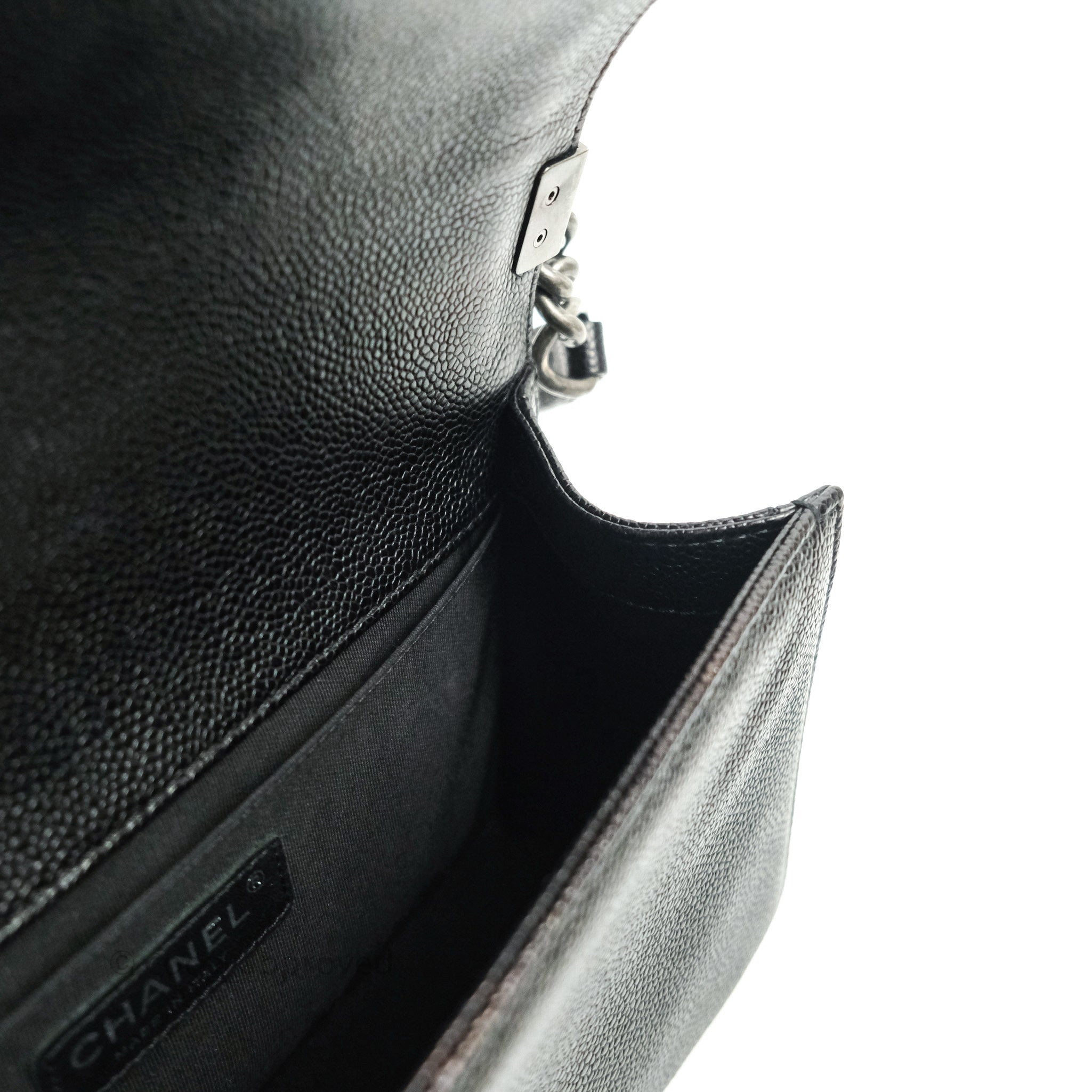 Chanel Boy Quilted Medium Handbag in Black Caviar Leather with Ruthenium Hardware - Luxury Crossbody Bag for Women, Perfect for Evening Events & Date Nights