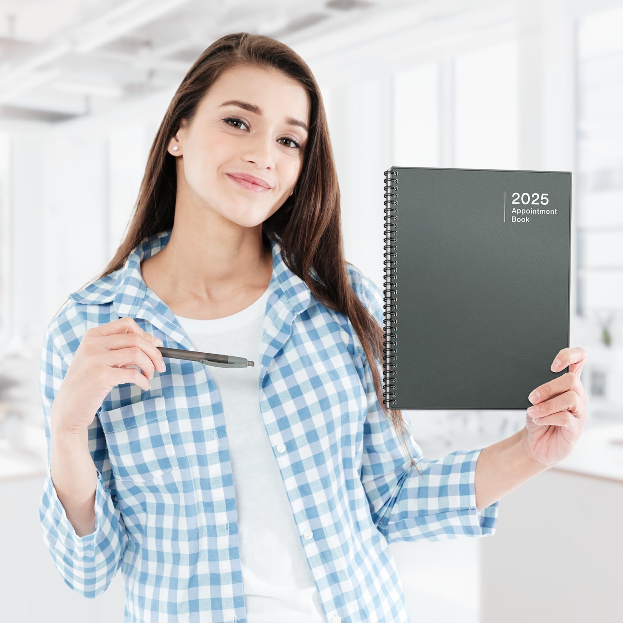 Dunwell 2025 Large Appointment Book - 8.5x11 Gray Weekly Planner with Monthly Tabs | 15-Minute Time Slots for Daily & Hourly Scheduling | Perfect for Office, School & Personal Organization (Jan-Dec 2025)