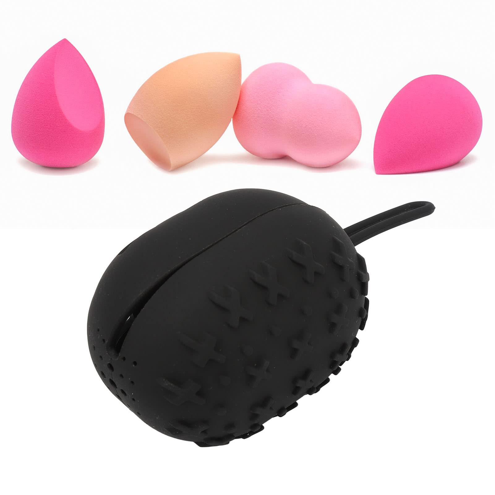 EXCLUZO Silicone Makeup Sponge Case - Breathable Blender Holder for Travel & Home Use (Black)