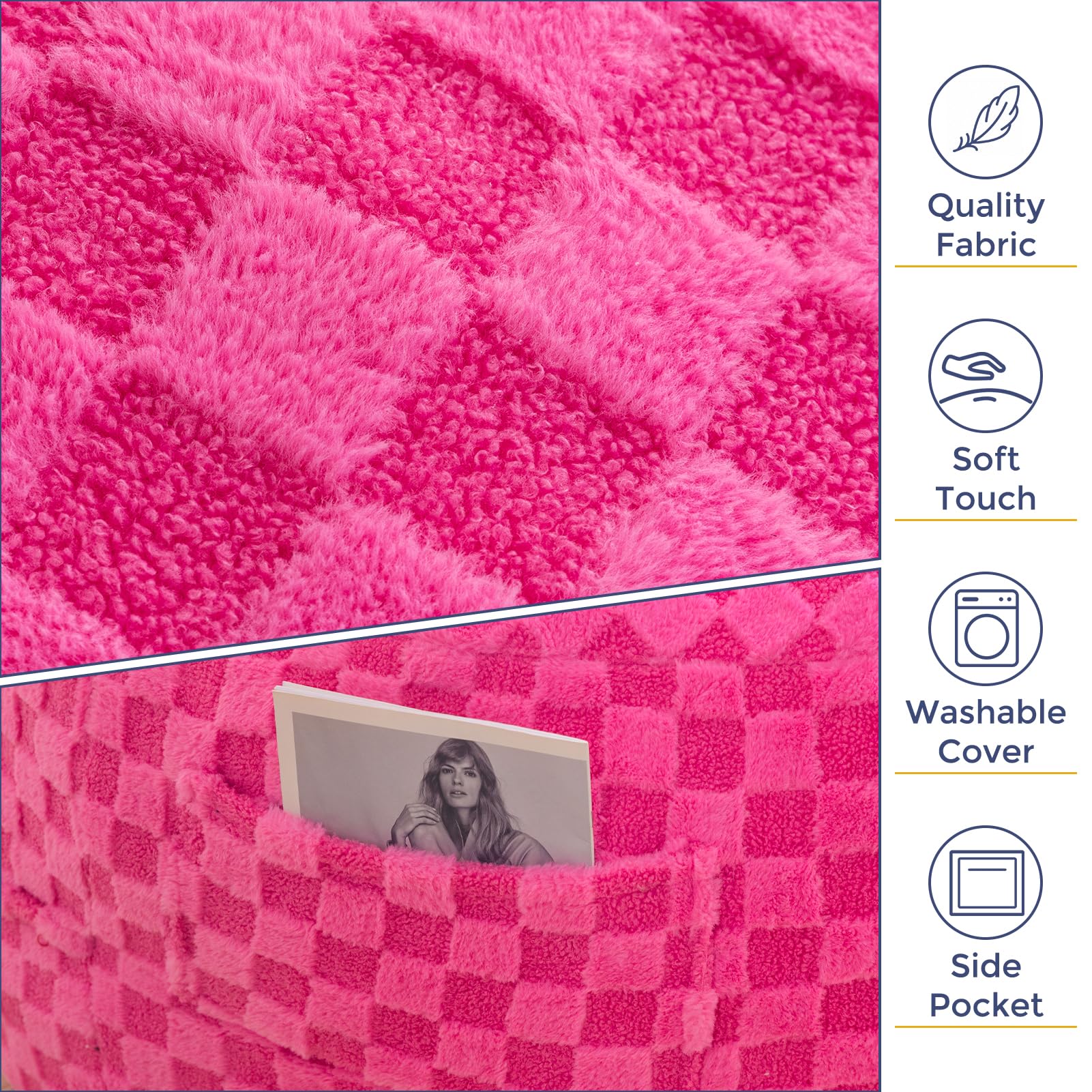 MAXYOYO Ultra Soft Fur Bean Bag Chair for Adults - Cozy Lazy Sofa for Living Room, Bedroom, Dorm (Pink) | Perfect for Relaxing, Reading & Gaming