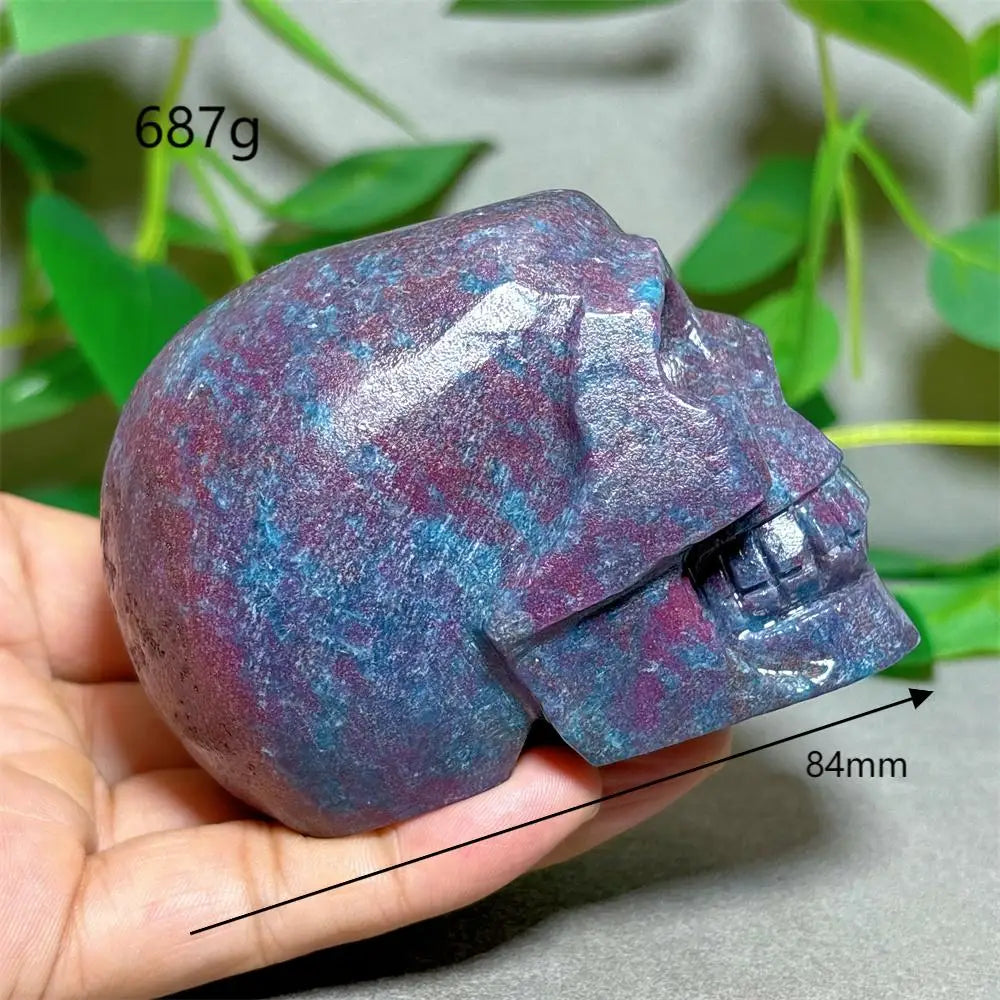 Natural Ruby & Emerald Skull Crystal - Hand Carved Quartz Stone for Energy Healing, Reiki & Home Decor | Halloween, Meditation & Spiritual Gifts