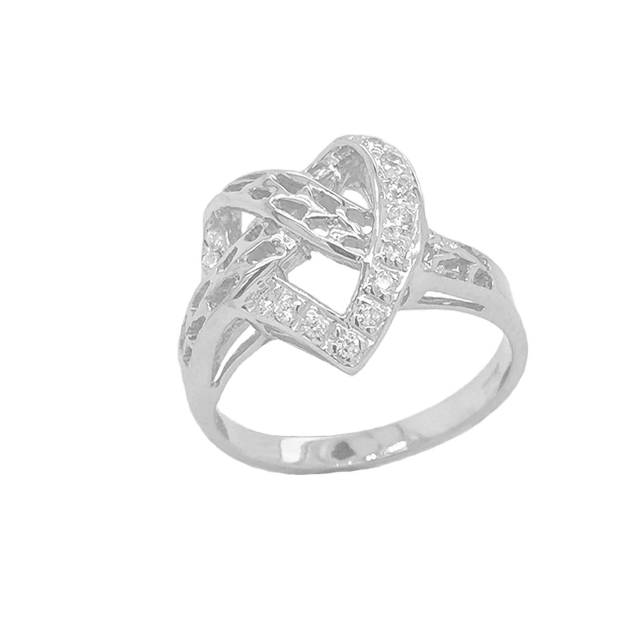 10K Gold Diamond Accent Crossed Heart Ring - Certified Solid Gold Jewelry for Women, Elegant Gift for Valentine's Day, Anniversary & Special Occasions