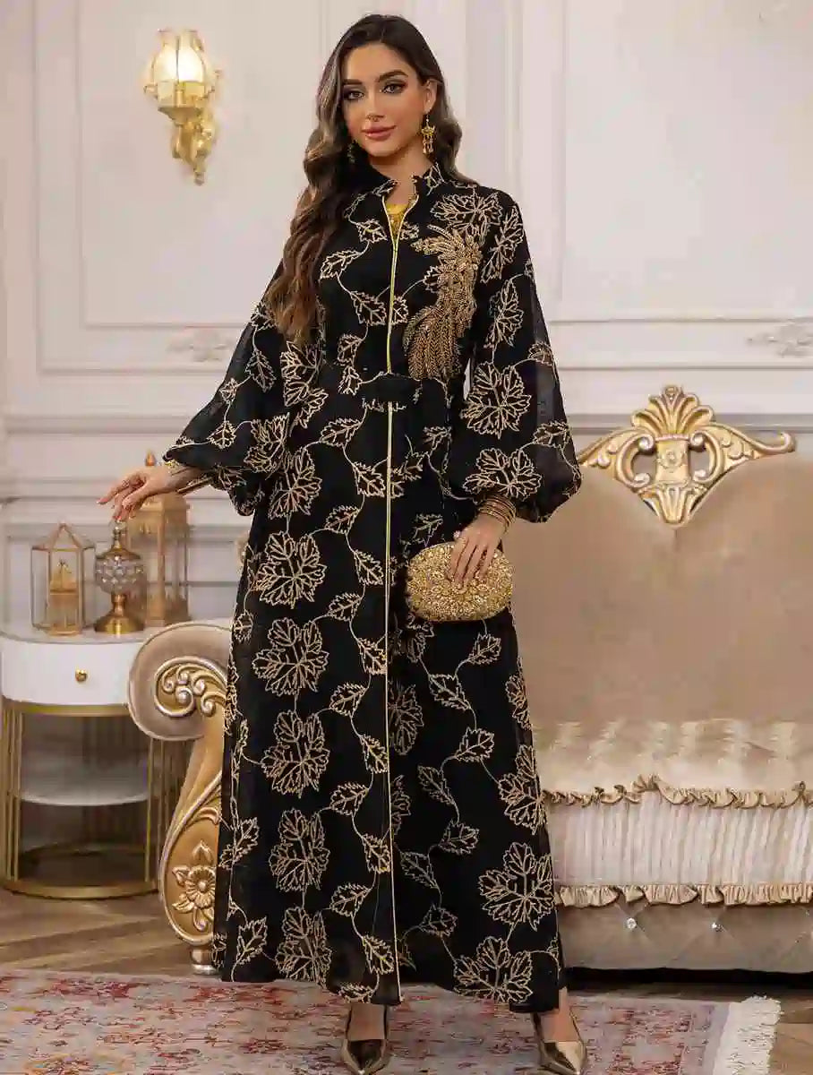 Elegant Eid Sequins Burn Out Doris Caftan Kaftan Dress for Women - Perfect for Holiday Parties, Weddings & Special Occasions #25087