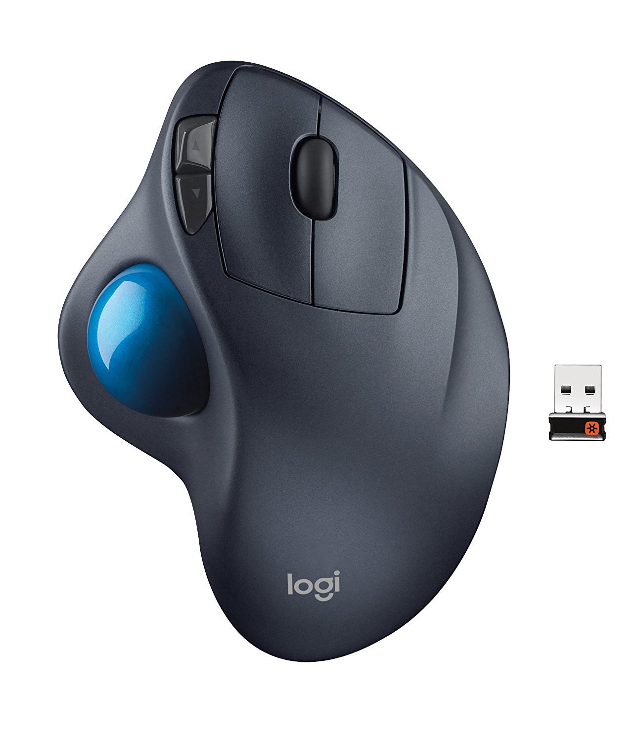 Logitech M570 Wireless Trackball Mouse - Ergonomic Laser Tracking, 2.4GHz Wireless RF, Dark Gray, USB Receiver, Smooth Scroll Wheel - Perfect for Office Work, CAD Design & Computer Programming