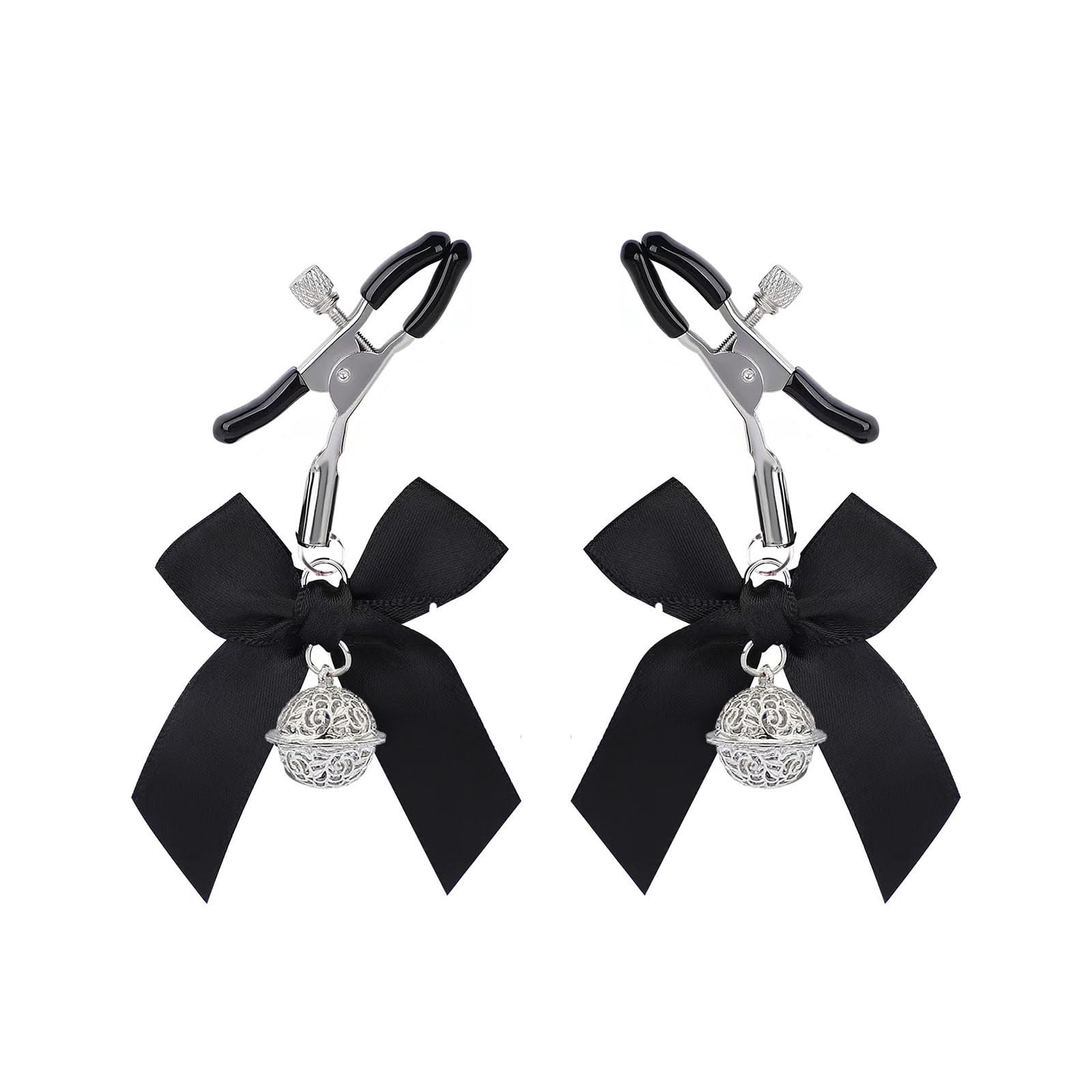 Stainless Steel Fake Body Ring with Bell Clamps & Non-Piercing Chain - Women's Faux Jewelry for Belly Button, Nipple & Navel - Perfect for Costume Parties, Halloween & Fashion Accessories