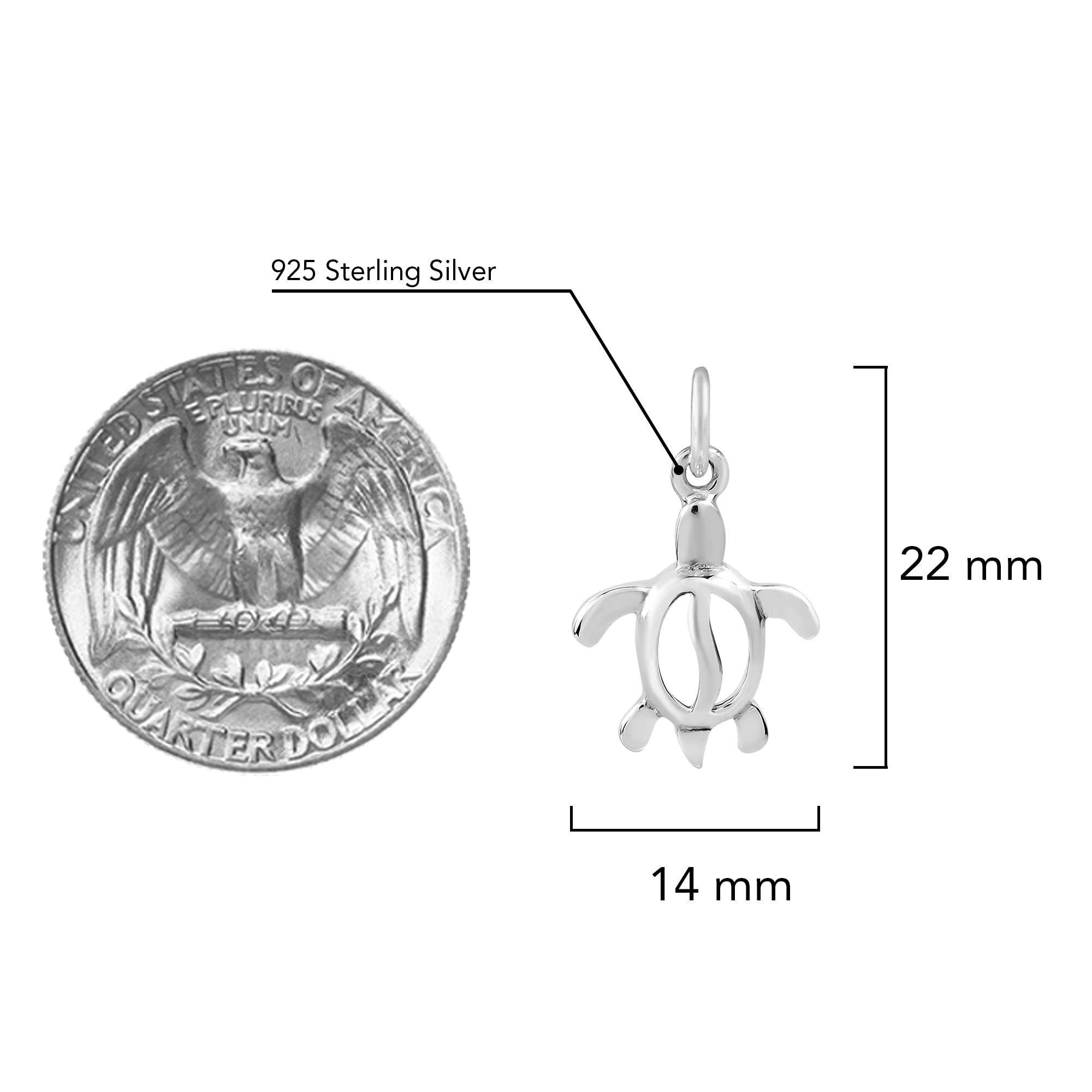 Adorable Tiny Sea Turtle .925 Sterling Silver Pendant Charm - 925 Silver Turtle Necklace for Women & Men | Ocean-Themed Jewelry Gift | Perfect for Beach Vacations, Marine Lovers & Everyday Wear