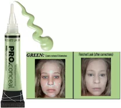 NEW HD PRO GREEN CONCEALER FACE MAKEUP - Color Correcting Concealer for Dark Circles & Blemishes - Perfect for Everyday Makeup & Professional Use
