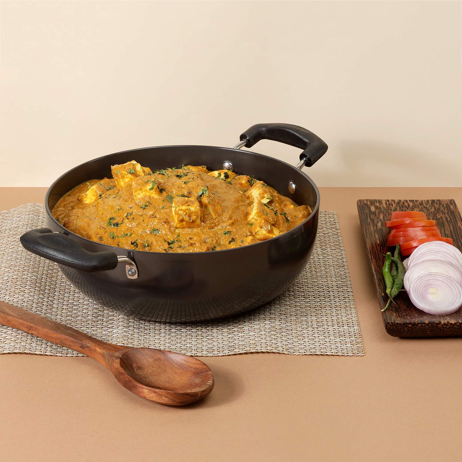 Vinod Multi Kadhai (Hard Anodized) - 26cm Non-Stick Indian Cooking Pot for Idli, Dhokla, Steaming & Frying - Perfect for Home Kitchen & Restaurant Use