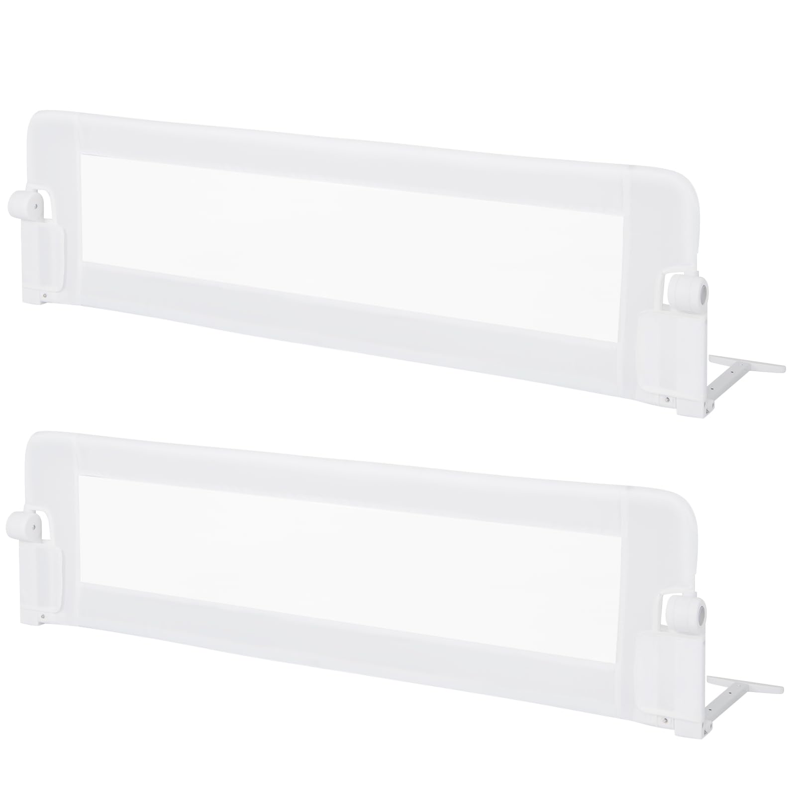 BABY JOY Double Sided Bed Rail Guard - 2 Pack Extra Long Swing Down Convertible Crib Safety Rail for Toddlers | Folding Bed Rail for Twin Full Queen King Mattress (White 60