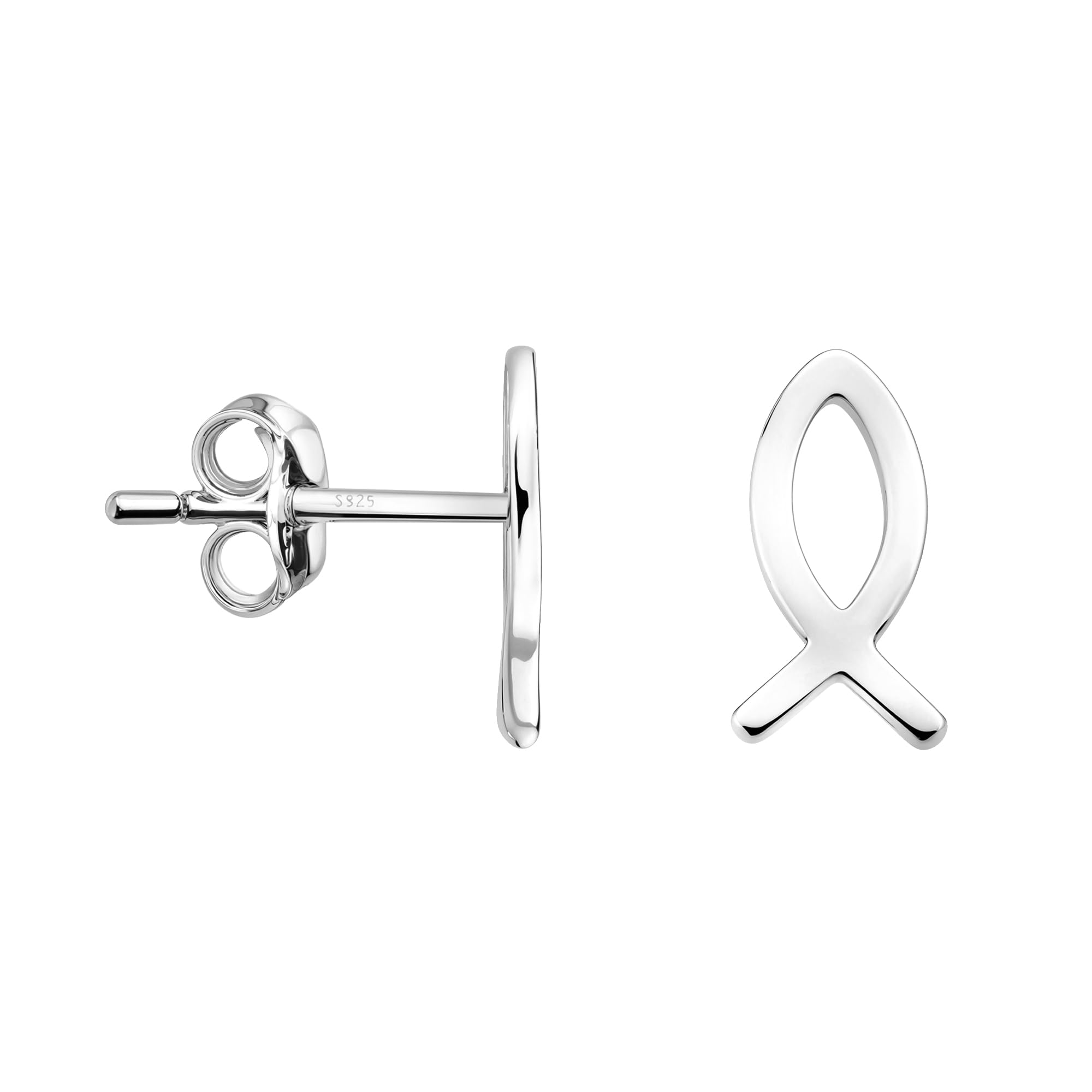 SOFIA MILANI 925 Sterling Silver Fish Stud Earrings for Women - Hypoallergenic & Tarnish Resistant - Perfect for Everyday Wear, Gifts & Special Occasions