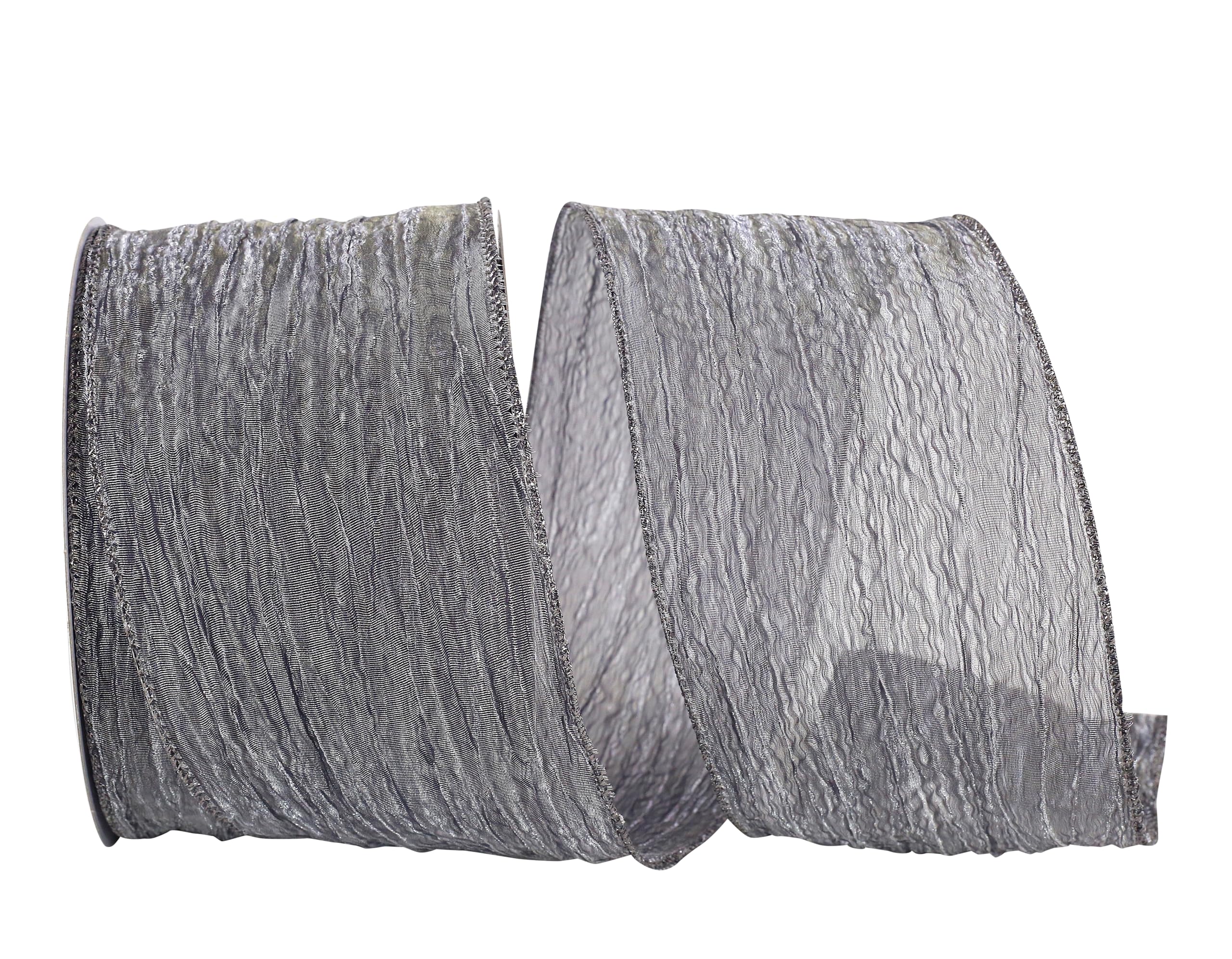 Reliant Ribbon 97597W-899-10X - 4 Inch x 30 Yards Pewter Craft Ribbon for Gift Wrapping, DIY Projects, Wedding Decorations and Scrapbooking - Art and Craft Supply