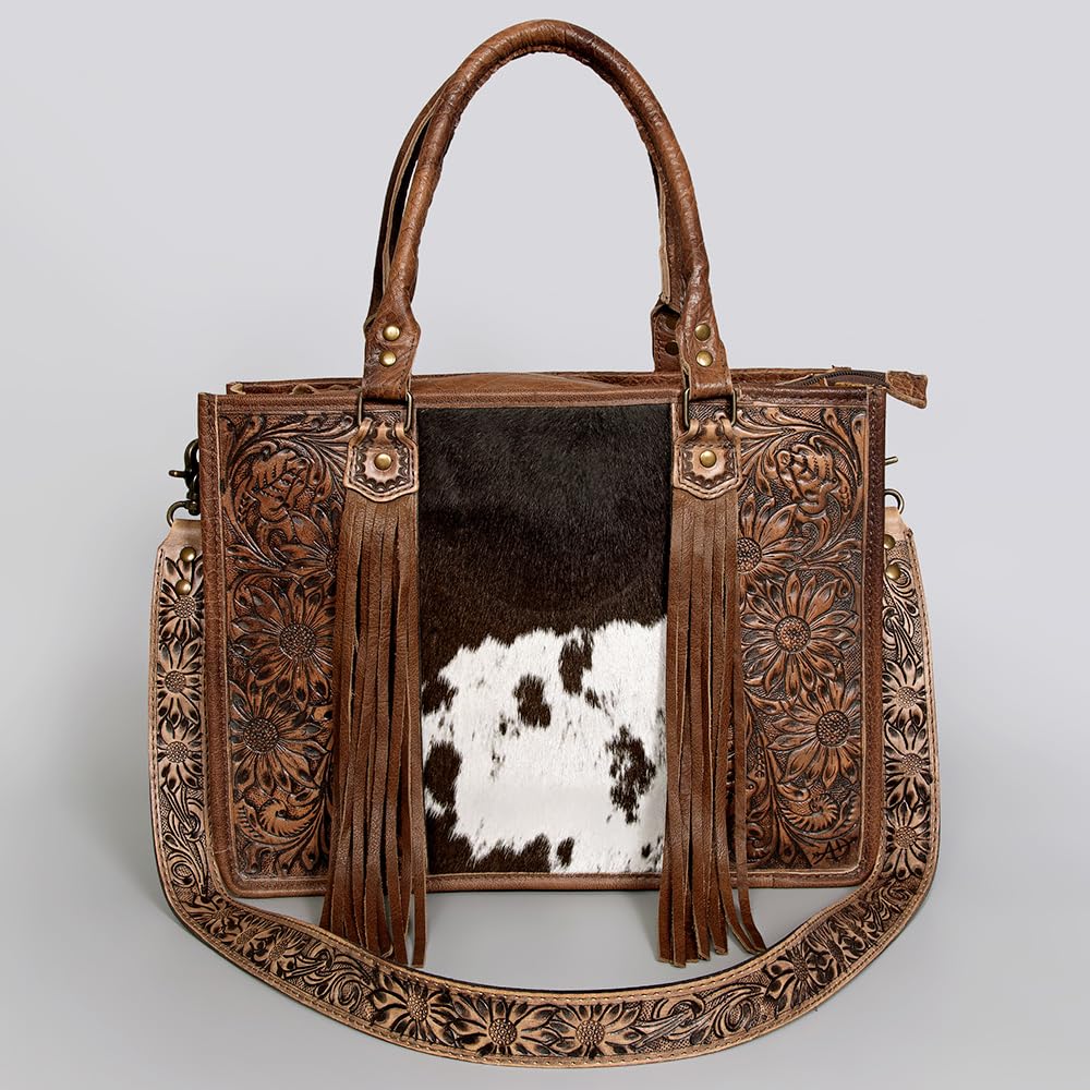 Genuine Leather Western Women's Handbag Purse - American Darling Briefcase Tote Bag with Hair On | Stylish Travel & Work Bag for Professional Women | Perfect for Office, Business Meetings & Daily Commute