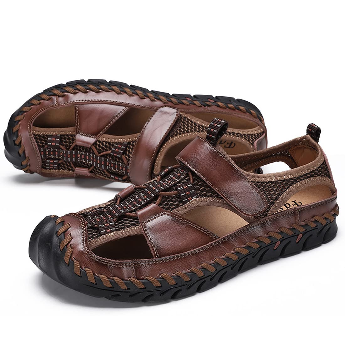 Men's Classic Leather Sandals - Comfortable & Breathable Closed Toe Sandals for Hiking, Beach & Outdoor Activities | Perfect for Summer Walking, Travel & Casual Wear