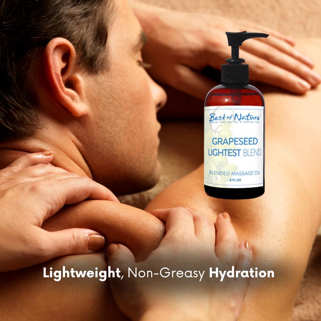 Best of Nature Grapeseed Lightest Blend Massage Oil - 100% Pure Natural Body & Skin Care Oil for Massage Therapists | Non-Greasy, Nourishing & Soothing Formula | 5 Gallon Pail (640 fl oz) | Perfect for Professional Spa, Aromatherapy & Relaxation Massages