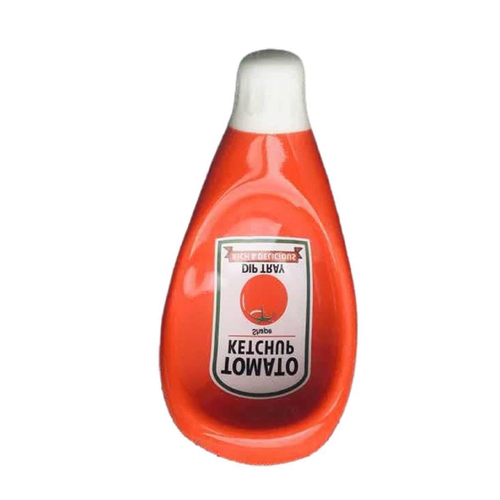 Premium Ceramic Extruded Tomato Sauce Bottle-Shaped Dish - Soy Sauce, Ketchup, Mayonnaise & Mustard Condiment Plate (4 Colors) - Perfect for Restaurants, Kitchens & Dining Tables