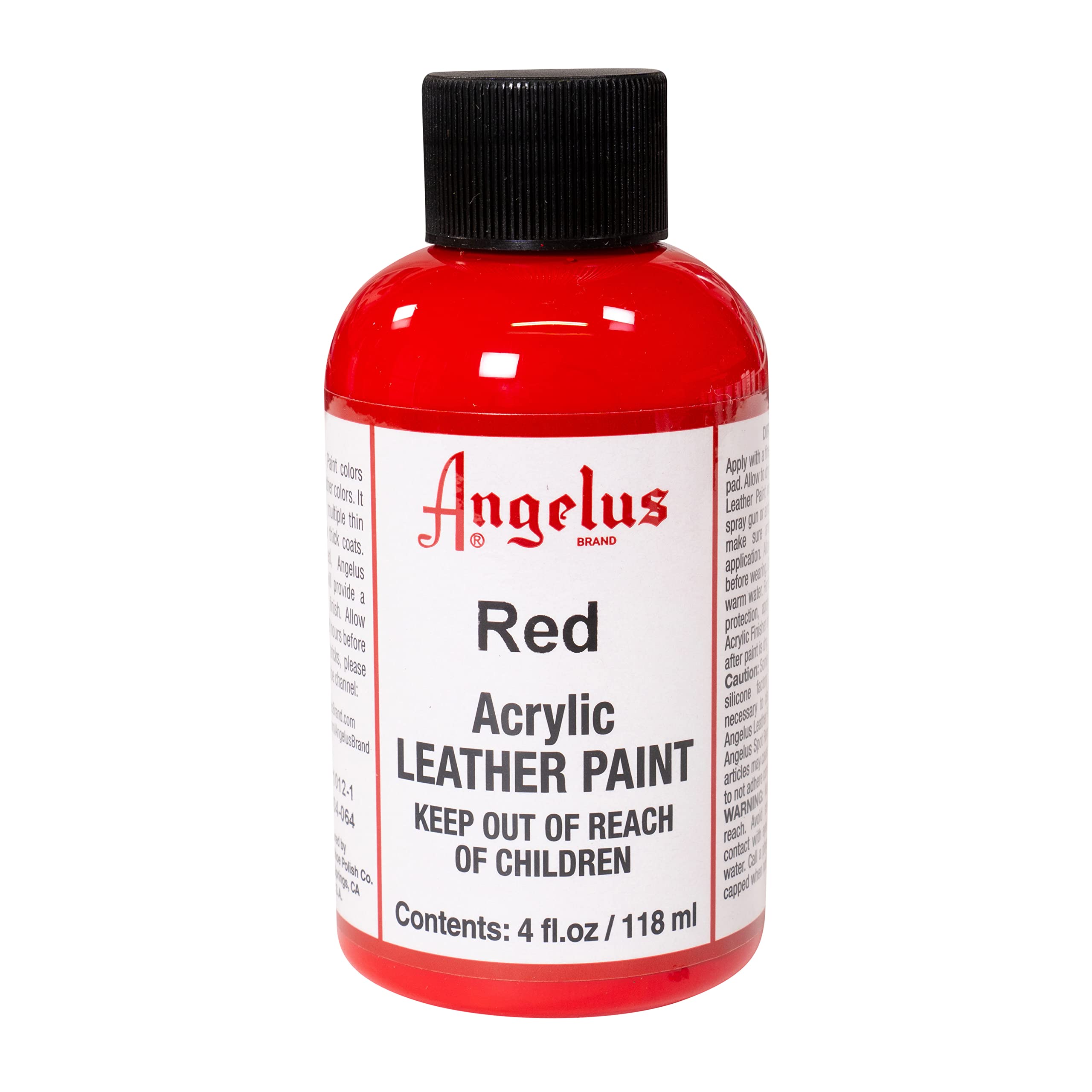 Angelus Leather Paint 4 Oz - Premium Acrylic Leather Paint for Shoes, Bags & Accessories - Vibrant Red Color - Perfect for DIY Customization & Leather Repair