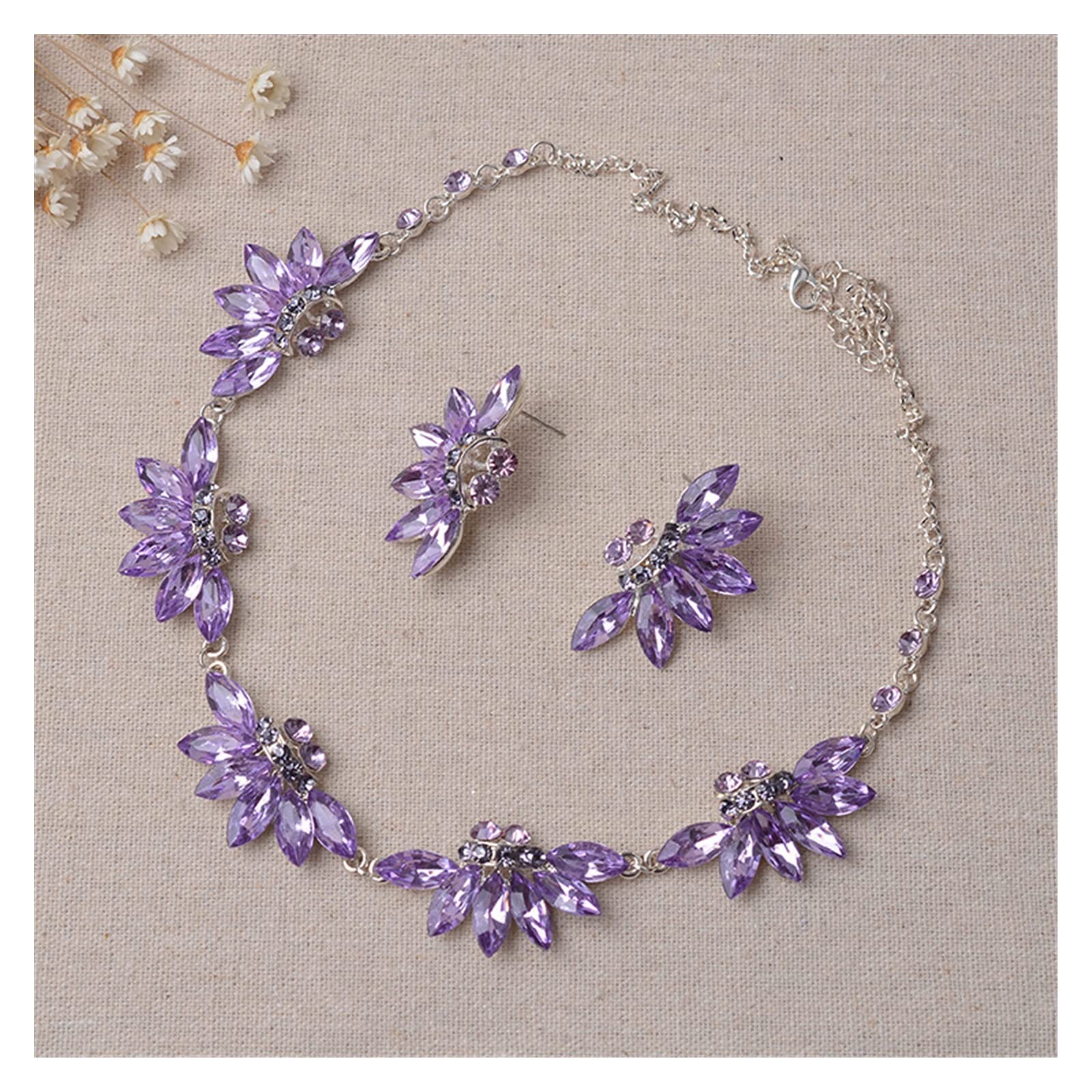 Luxury Purple Crystal Pearl Bridal Crown Tiara - Rhinestone Diadem Headband for Bride Wedding Hair Accessories | 2-Piece Jewelry Set | Perfect for Bridal Showers, Bachelorette Parties & Formal Events