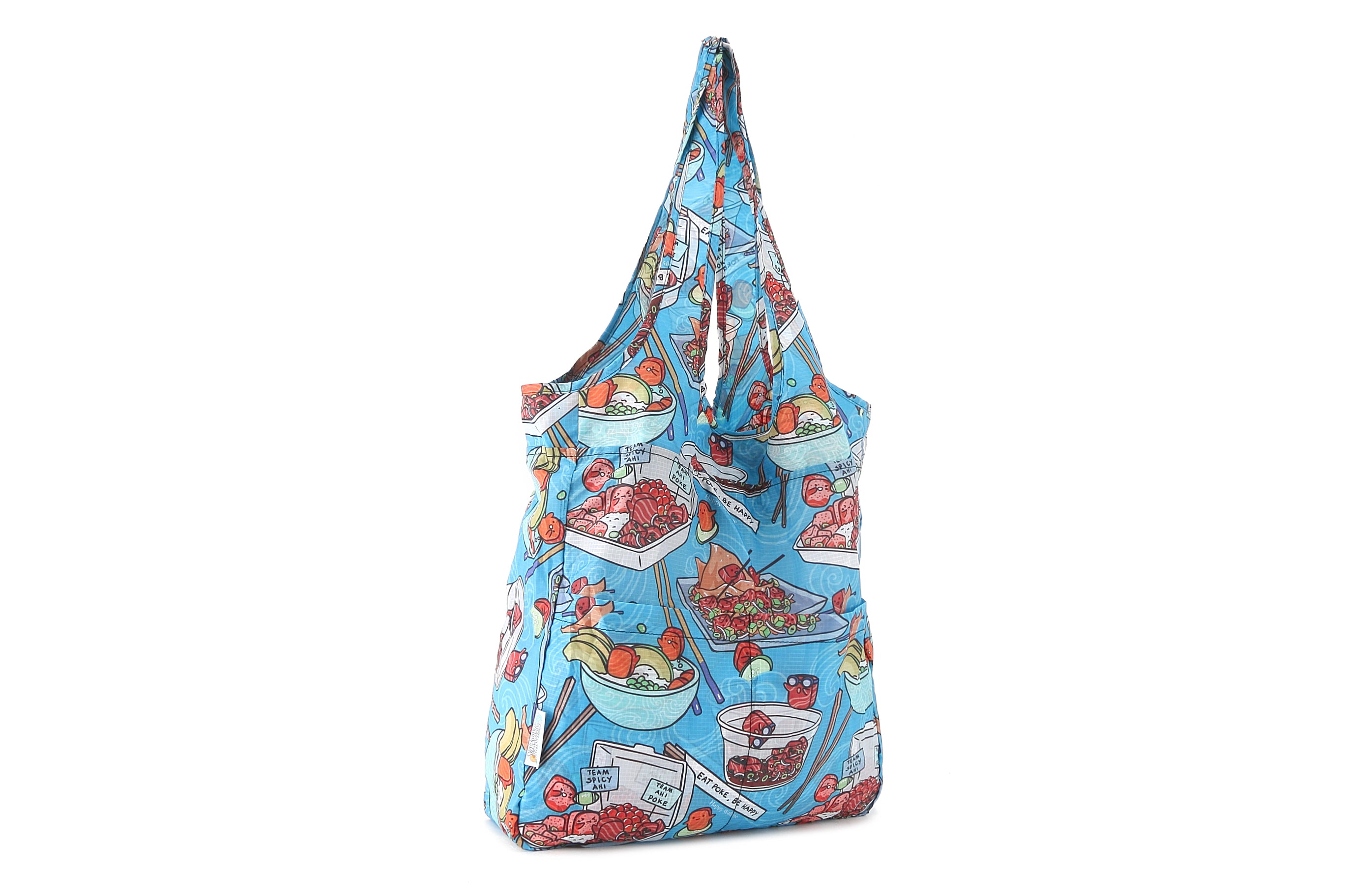 Foldable Reusable Shopping Bag - Jacqueline Poke Competition Blue - Perfect for Groceries, Travel & Beach Trips