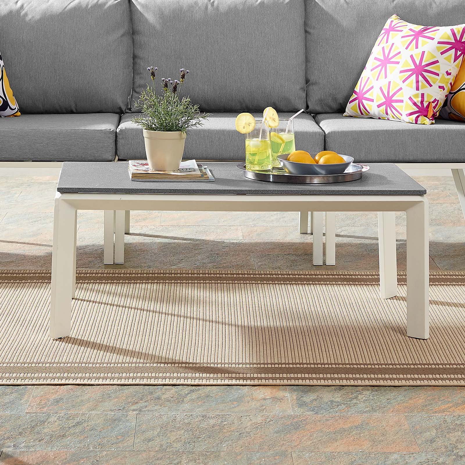 Modway EEI-3570-WHI Modern White Riverside Coffee Table - Stylish Living Room Furniture for Small Spaces, Perfect for Apartments & Home Decor