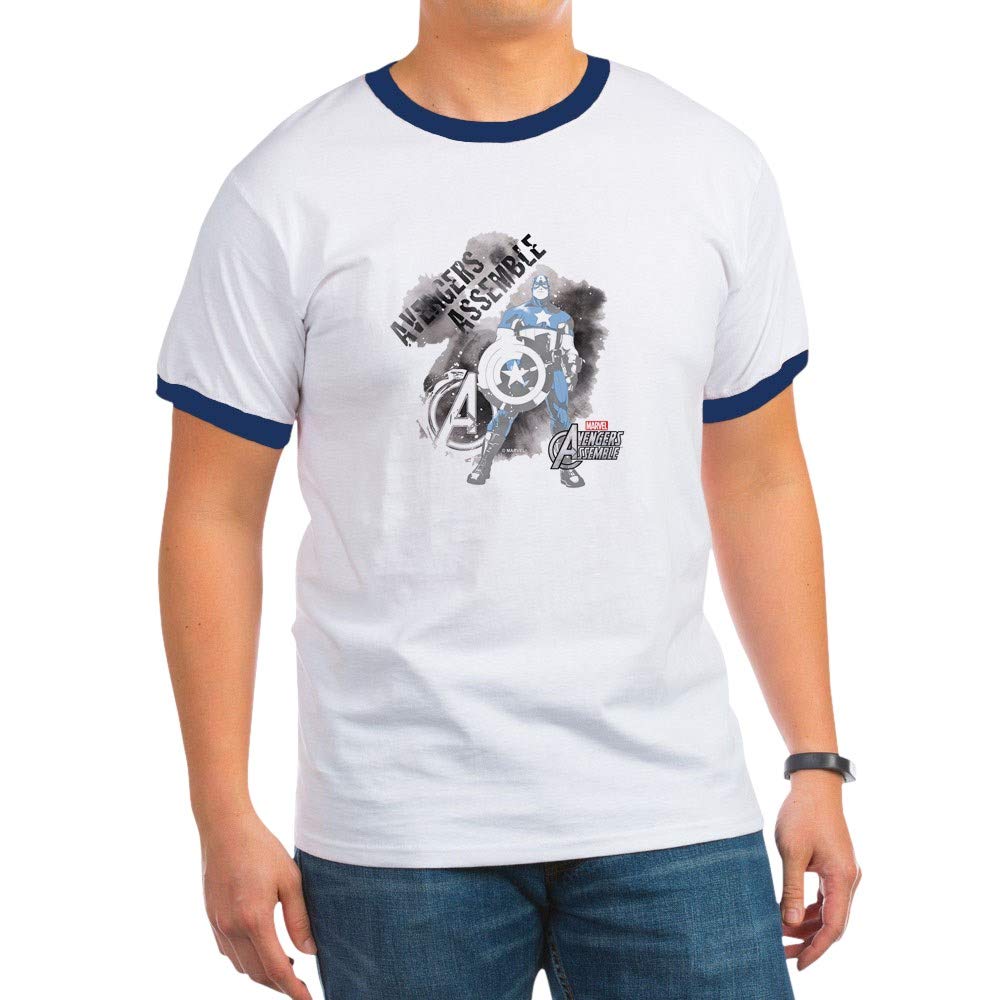 Avengers Assemble Watercolor Ringer T-Shirt | Marvel Superhero Graphic Tee | Casual Wear for Fans & Collectors | Perfect for Comic Con, Cosplay & Everyday Outfits
