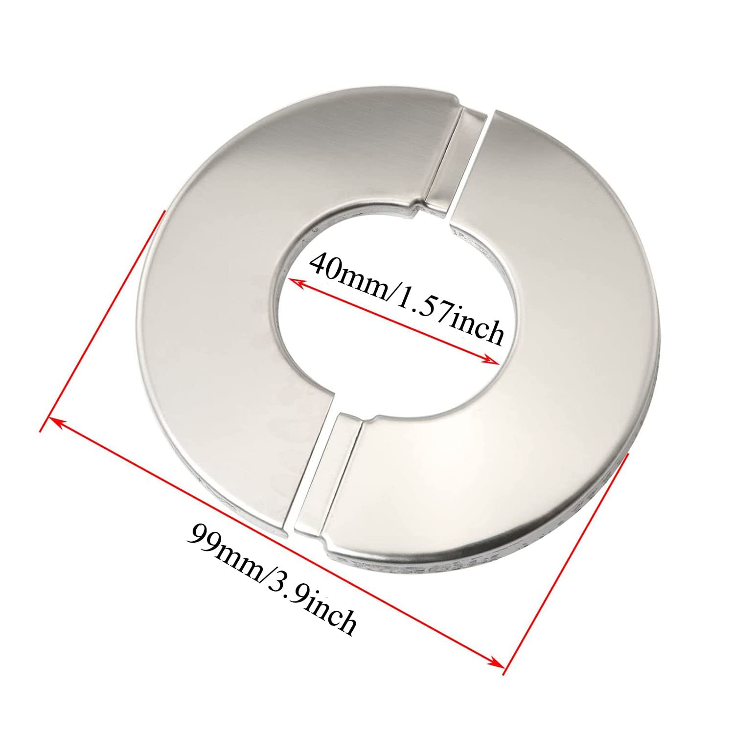 2-Pack Stainless Steel Wall Split Flange - 41mm Round Escutcheon Plate for Water Pipe Cover | Durable Pipe Accessories for Bathroom, Kitchen & Plumbing Installations
