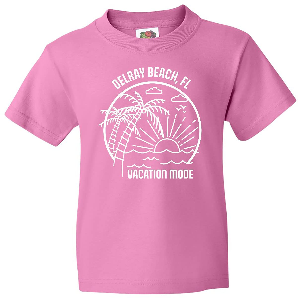 Inktastic Summer Vacation Mode Delray Beach Florida Youth T-Shirt - Comfortable Kids Travel Shirt for Beach Trips & Family Vacations