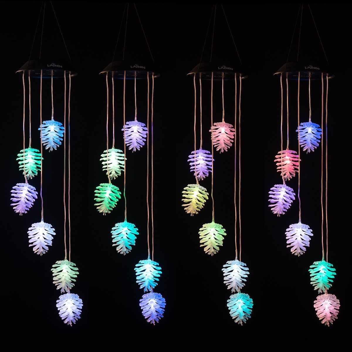 Solar Powered LED Pinecone Wind Chimes - Waterproof Outdoor Hanging Decor with String Lights for Patio, Balcony, Garden, Yard | Perfect for Parties, Bedroom & Window Decorations