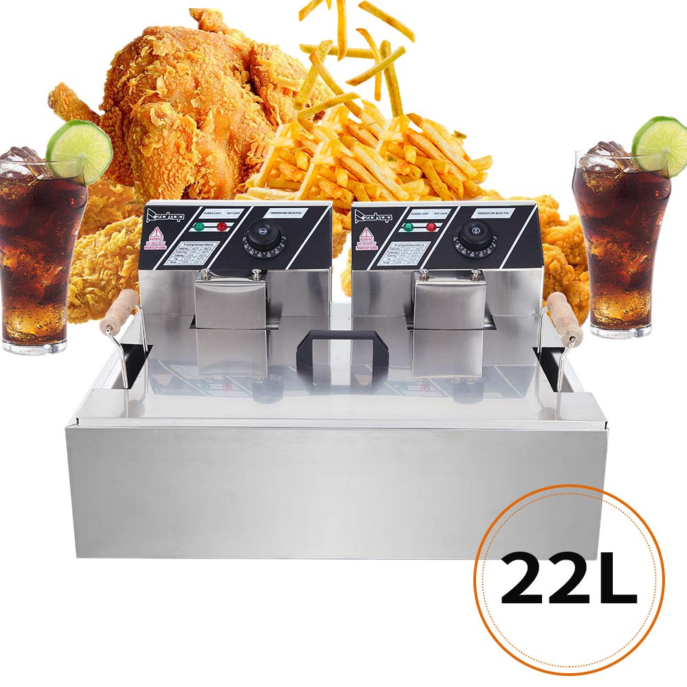 Commercial 5000W Stainless Steel Deep Fryer - 12.7Qt Oil Capacity, 23.26Qt Total - Large Single Basket Electric Fryer 110V for Restaurants, Food Trucks & Home Kitchen Use