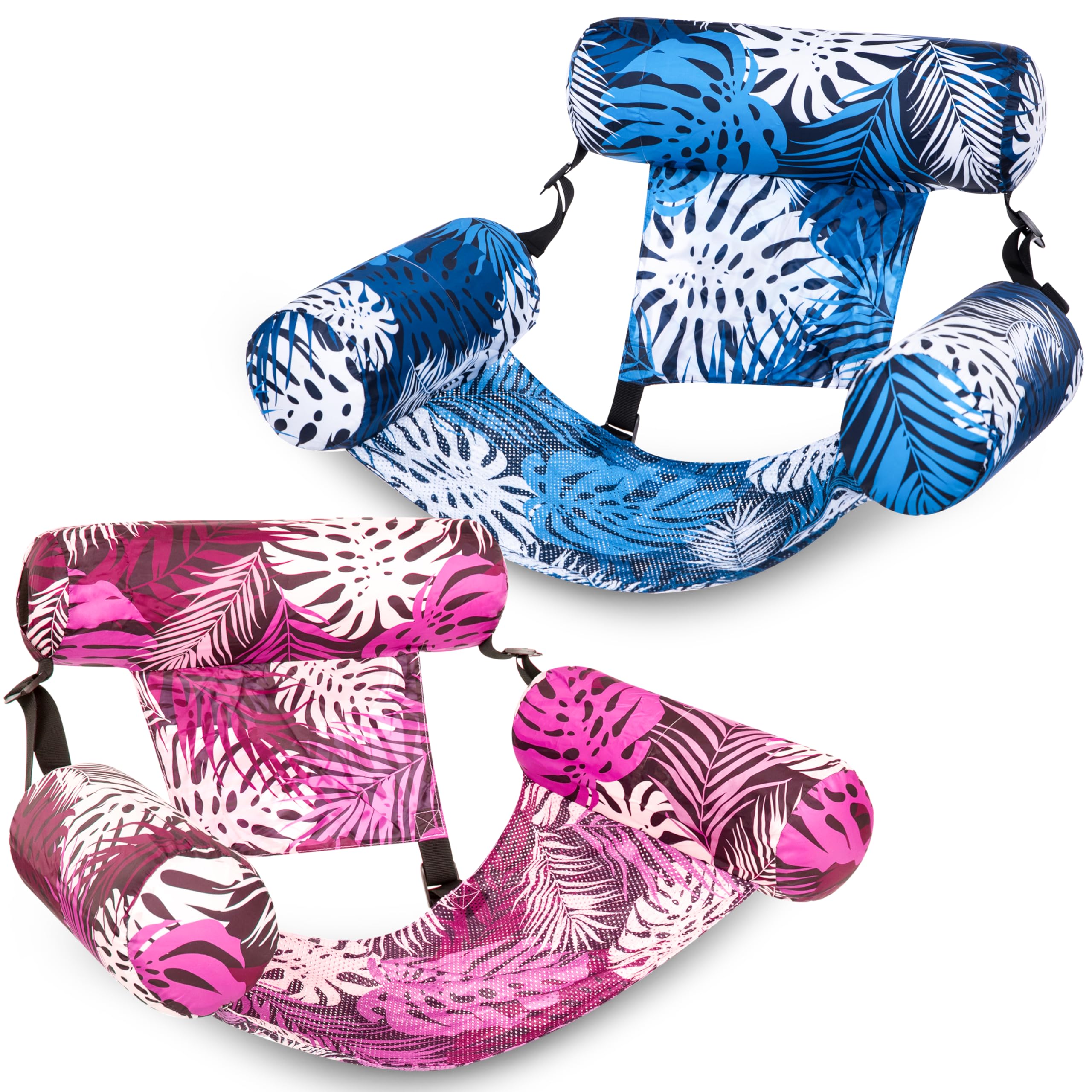 **SLOOSH 2-Pack Inflatable Pool Floats for Adults - Heavy Duty Floating Lounge Chairs with Pool Noodles - Perfect for Summer, Beach, Lake, Pool Parties & Relaxation**